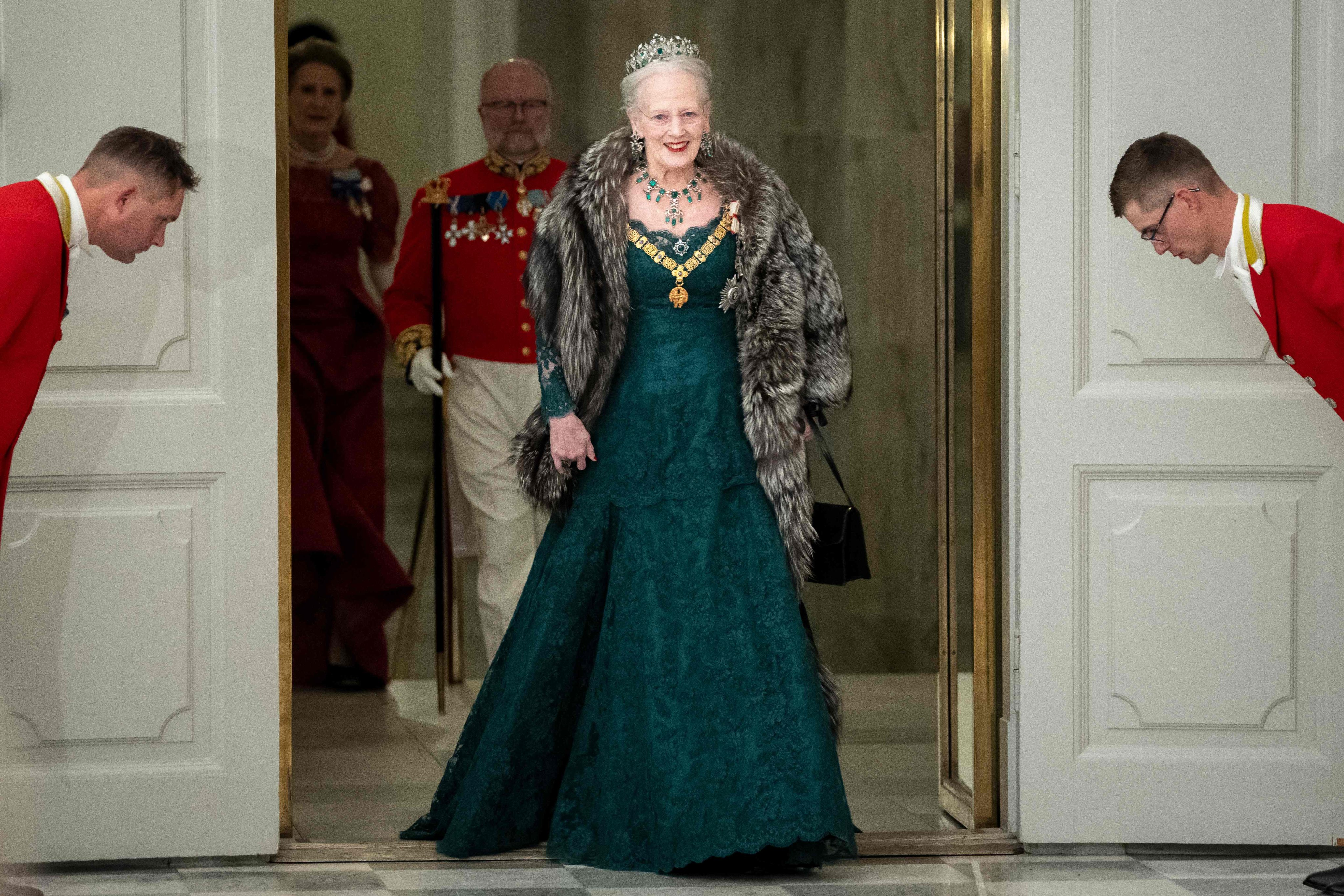 Queen Margrethe at a state banquet in November. Photo: AFP
