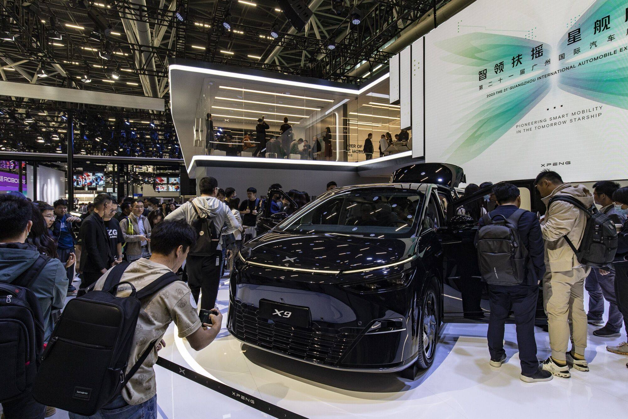 Xpeng’s  X9 electric MPV is displayed at the Guangzhou Auto Show in November 2023. Photo: Bloomberg