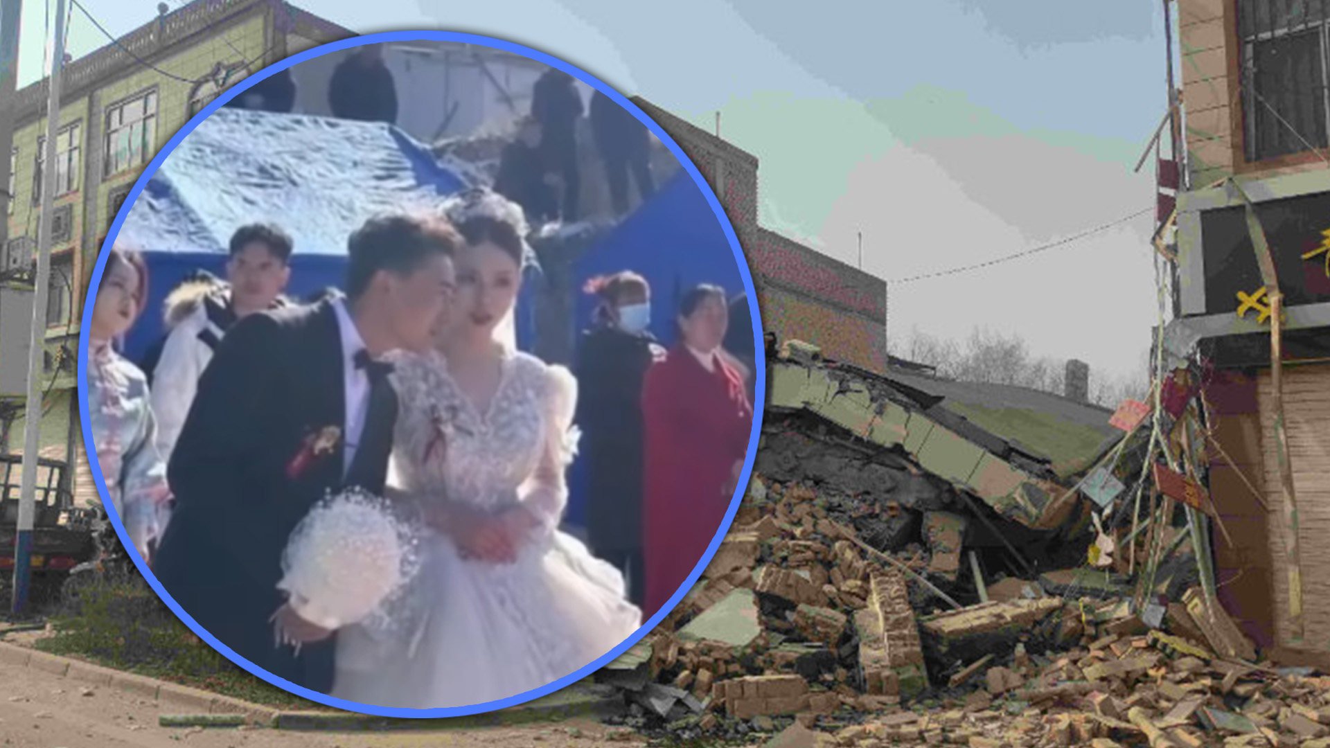 Mainland social media has been uplifted by the story of a couple who went ahead with their wedding in earthquake ravaged Gansu province. Photo: SCMP composite/Weibo/Douyin