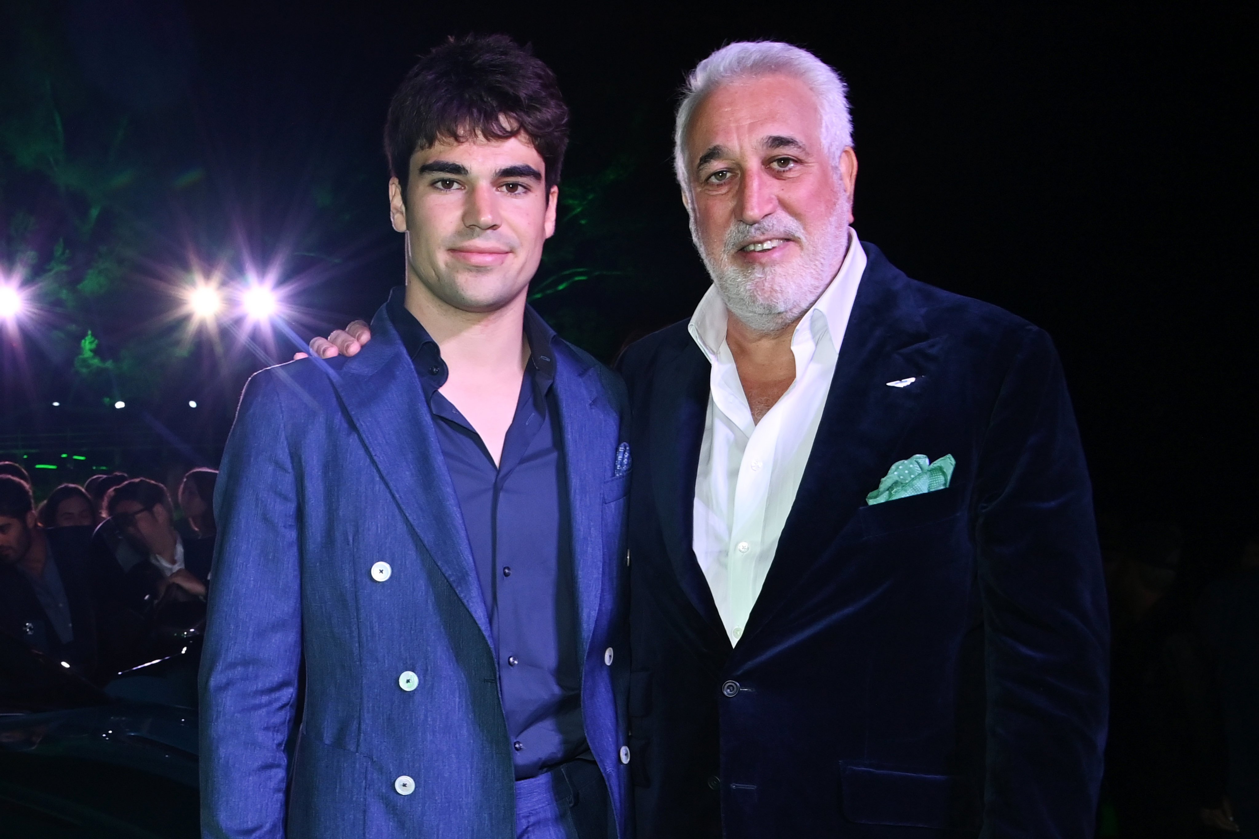 Lance Stroll with his billionaire father, Lawrence Stroll, executive chairman of Aston Martin. Photo: Getty Images for Aston Martin