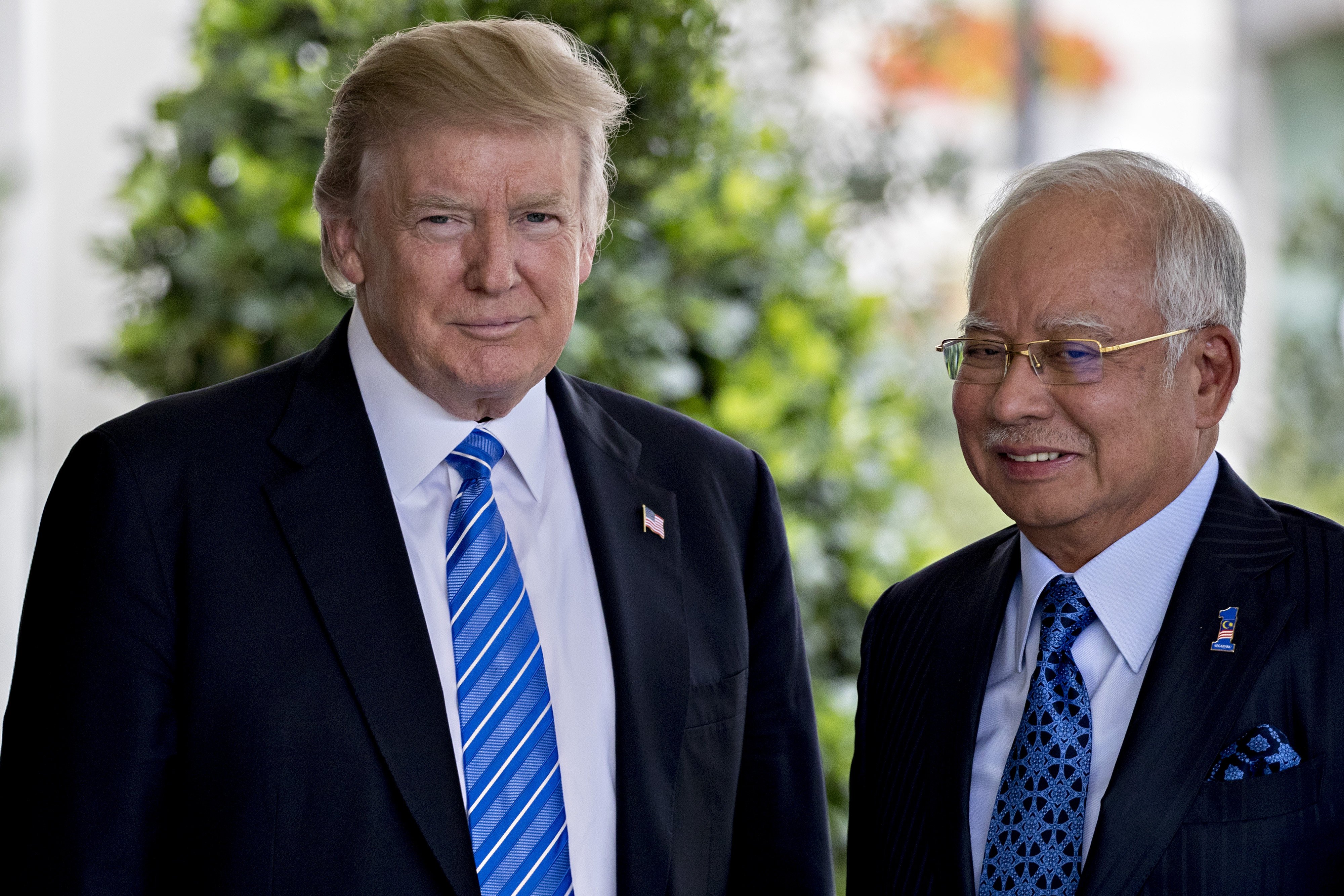 (From left) US President Donald Trump and Malaysia’s Prime Minister Najib Razak at the West Wing of the White House in Washington on September 12, 2017. Photo: Bloomberg