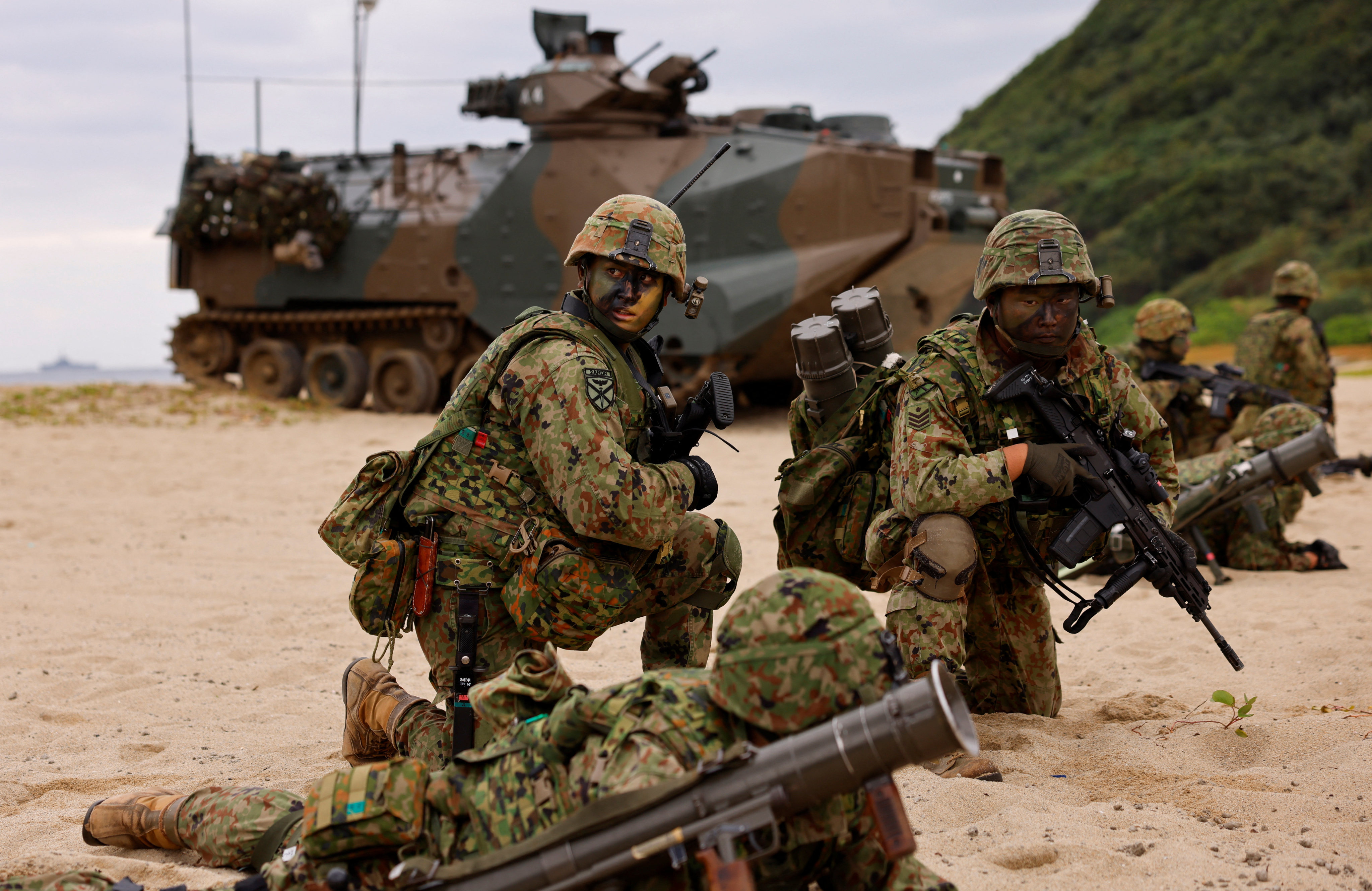 Japanese soldiers from the Amphibious Rapid Deployment Brigade take part in a marine landing drill on Tokunoshima island in November. Photo: Reuters