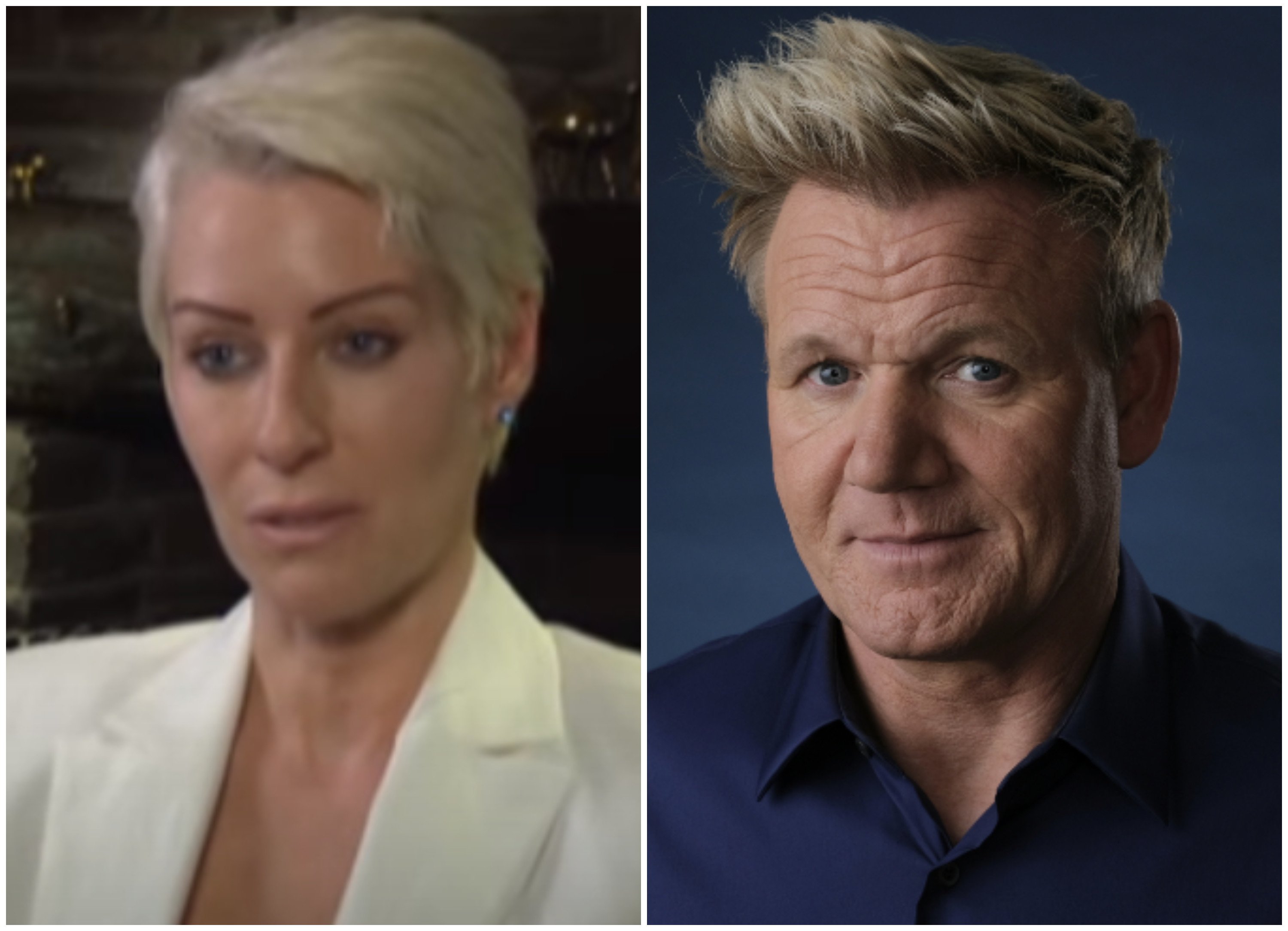 Sarah Symonds continues to claim she had an affair with celebrity TV chef Gordon Ramsay, and he continues to deny it. Photos: Biography/YouTube, AP