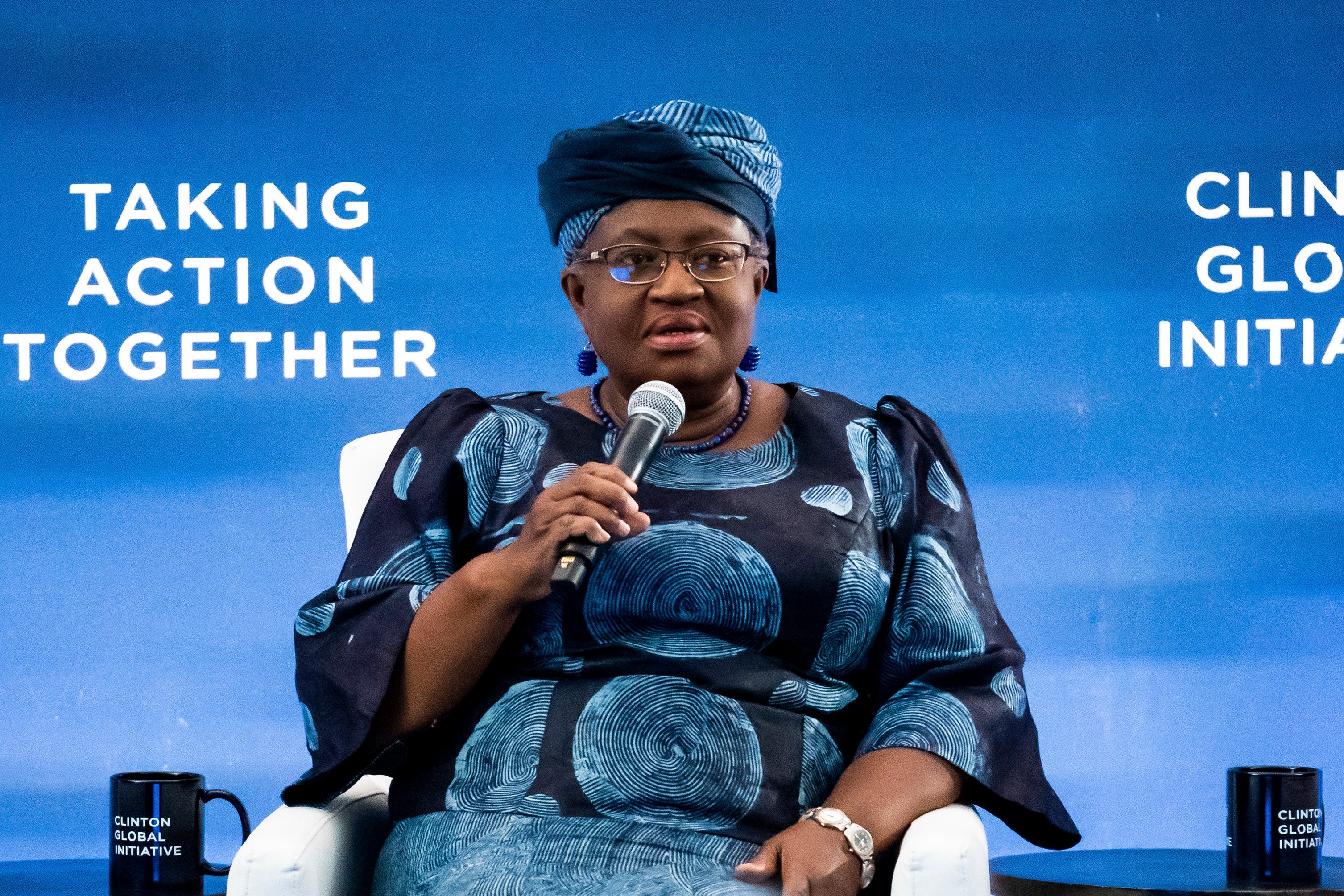 WTO director general Ngozi Okonjo-Iweala speaks at the Clinton Global Initiative on September 19, 2022, in New York. Photo: AP