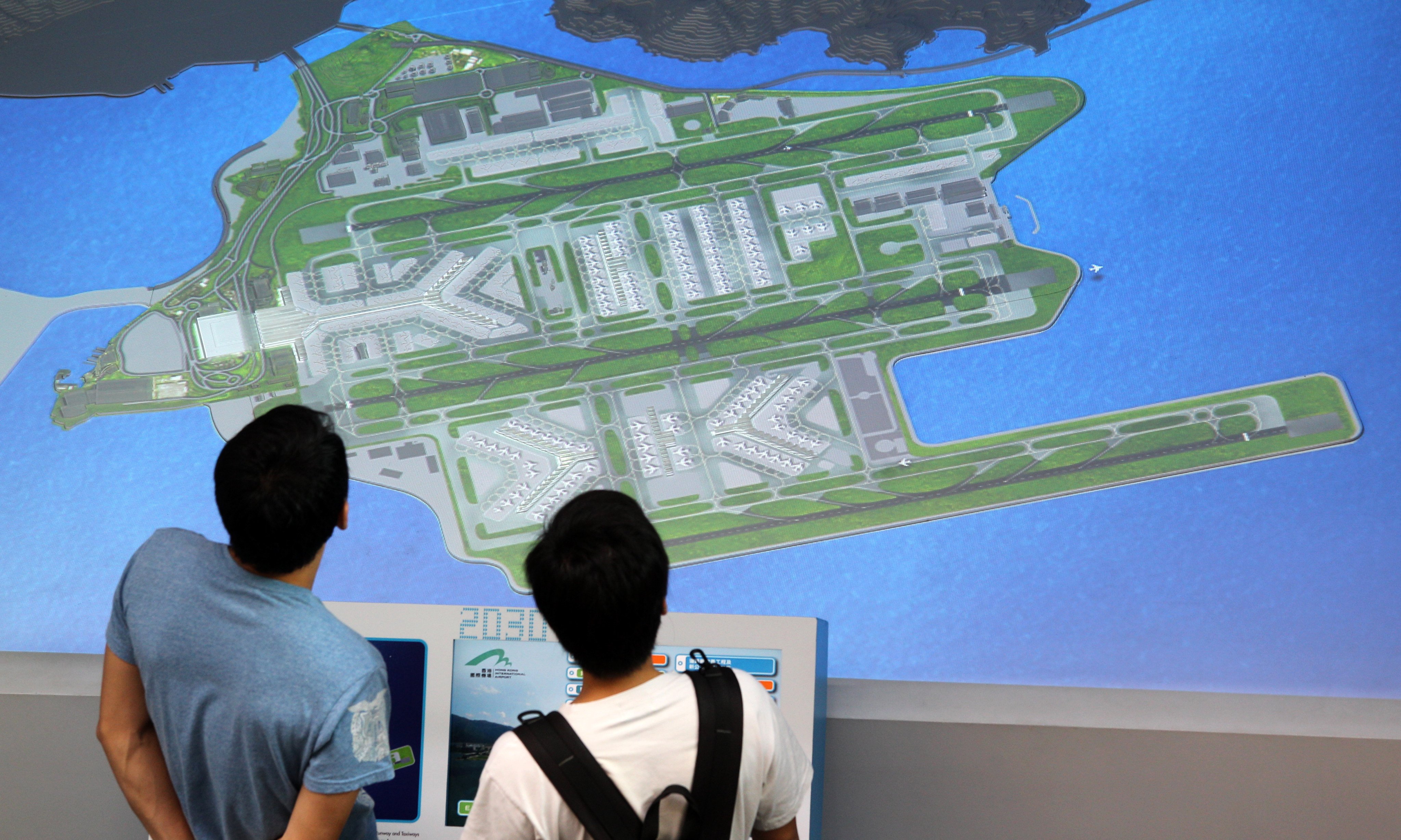 A display of the city’s airport with its third runway. The Airport Authority has decided to issue HK$5 billion worth of retail bonds to help finance the third runway project and other operations. Photo:  
Dickson Le