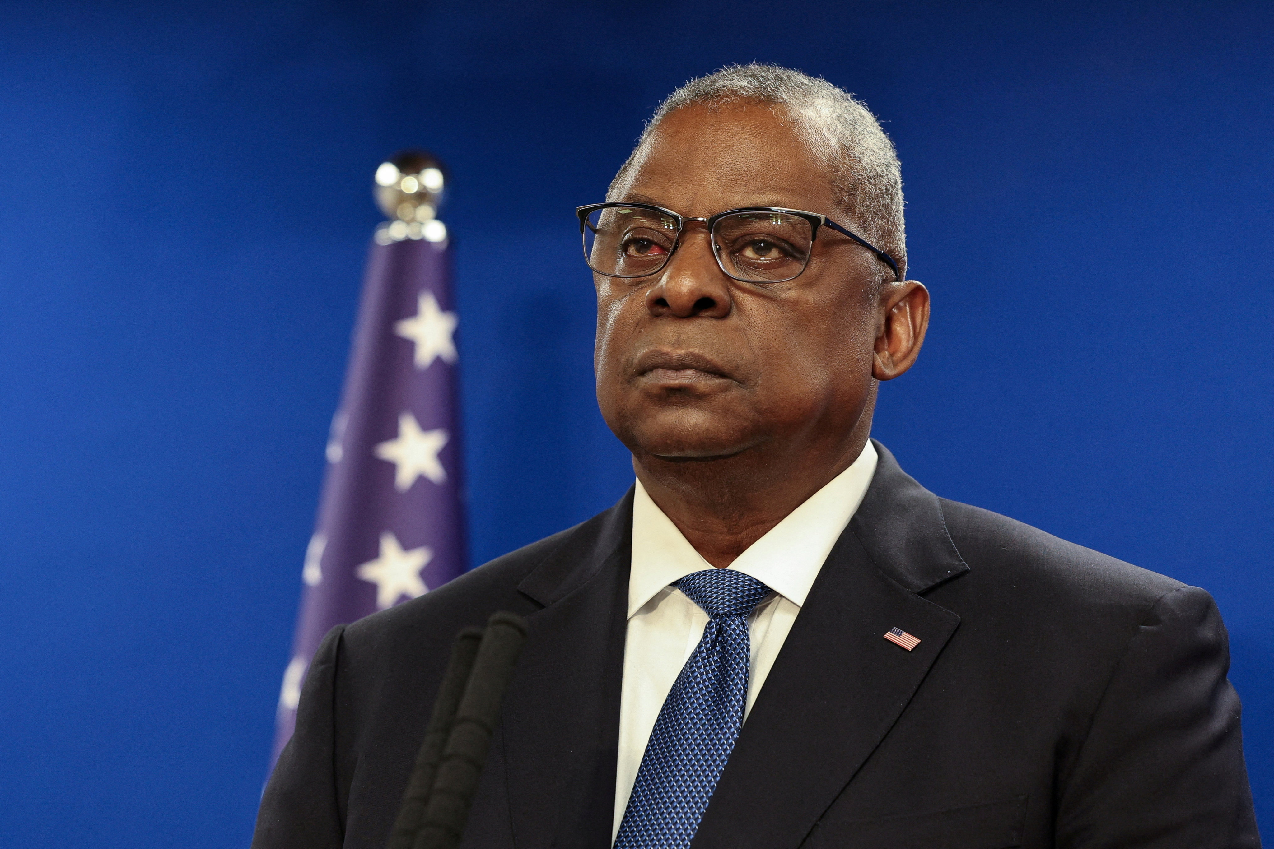 US Secretary of Defence Lloyd Austin attends a press conference in Tel Aviv, Israel in December. Photo: Reuters