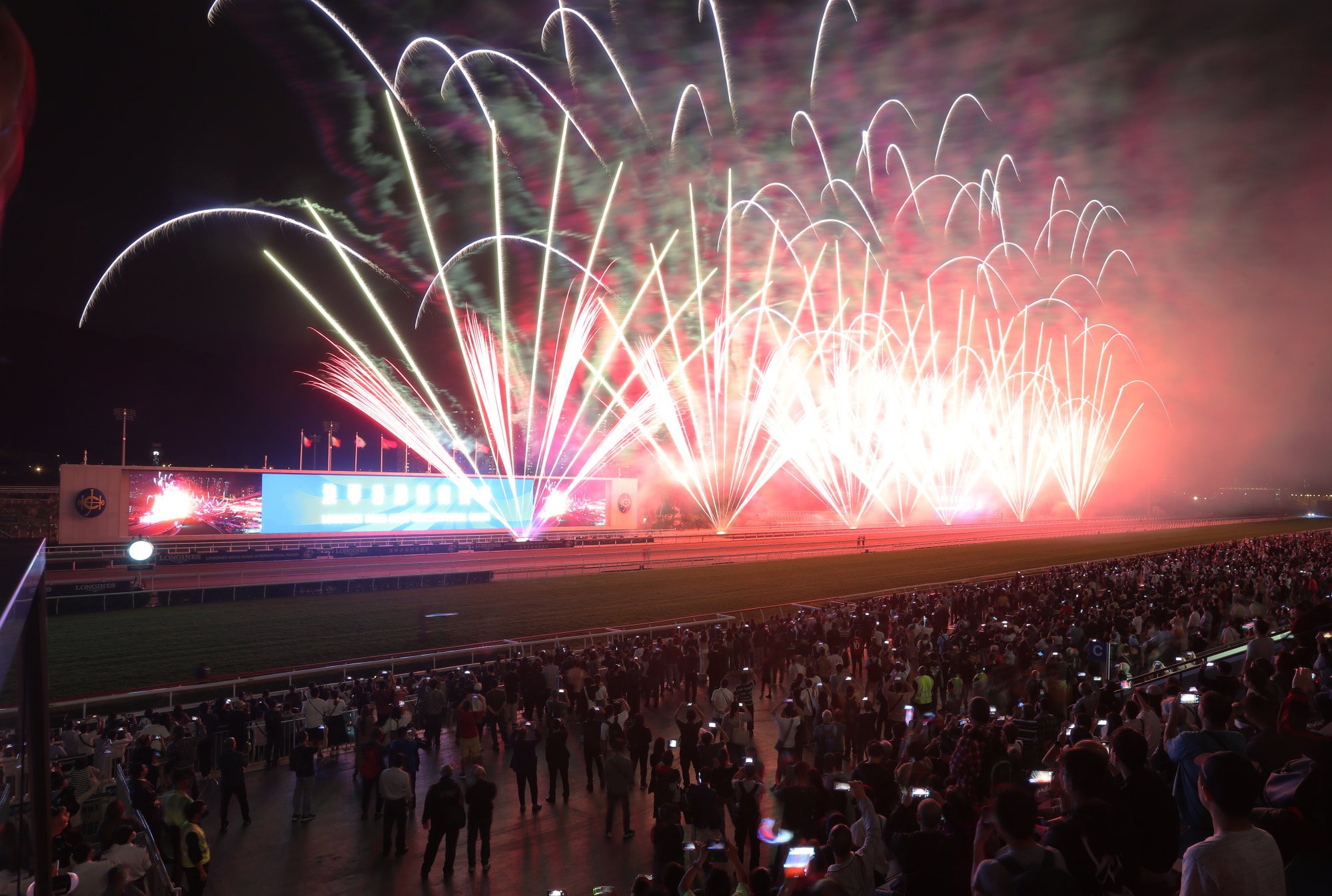 A fireworks display concludes December’s Hong Kong International Races.