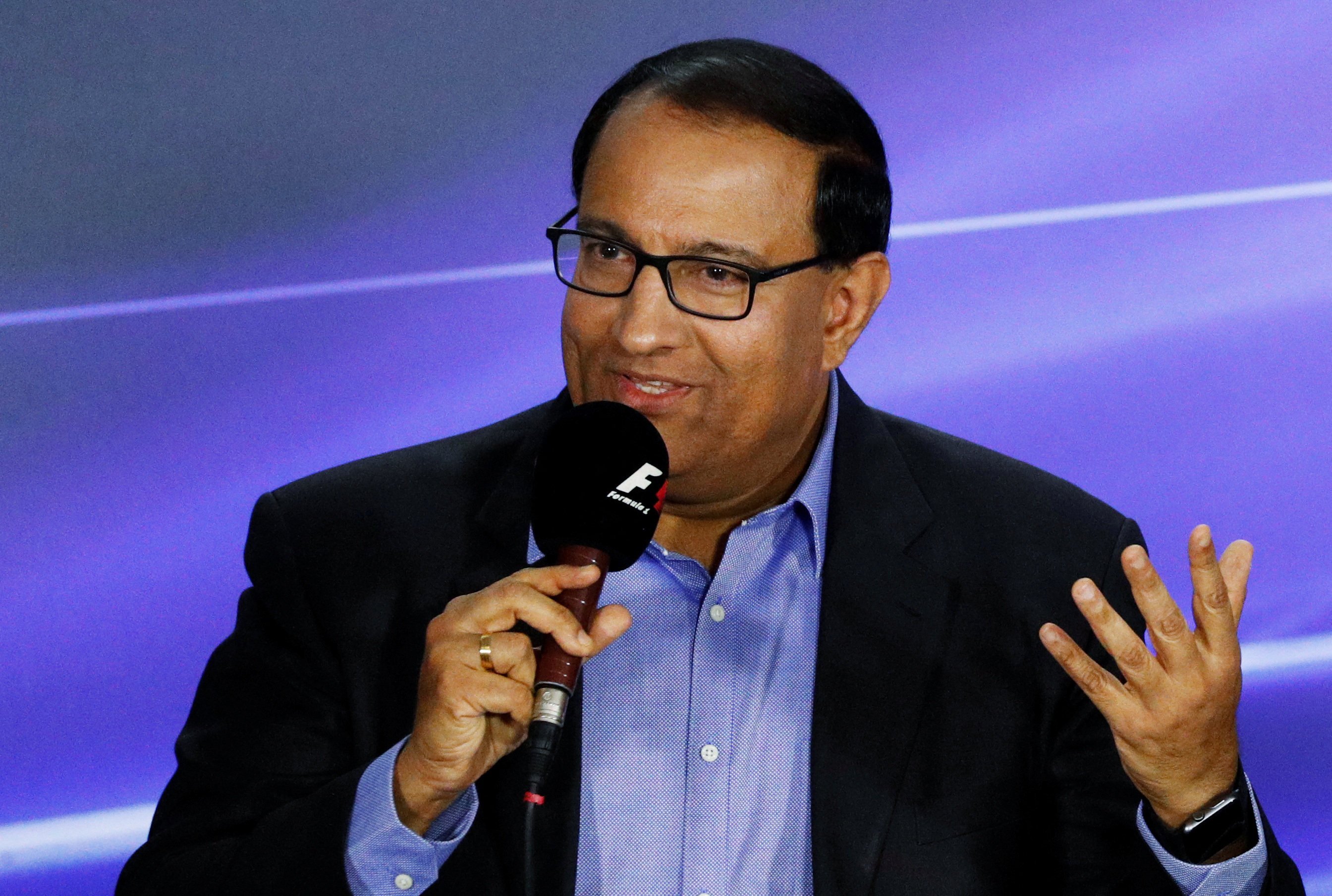 Trade and Industry Minister S Iswaran speaks during a news conference at the F1 Grand Prix night race in Singapore on September 15, 2017.  Photo: Reuters