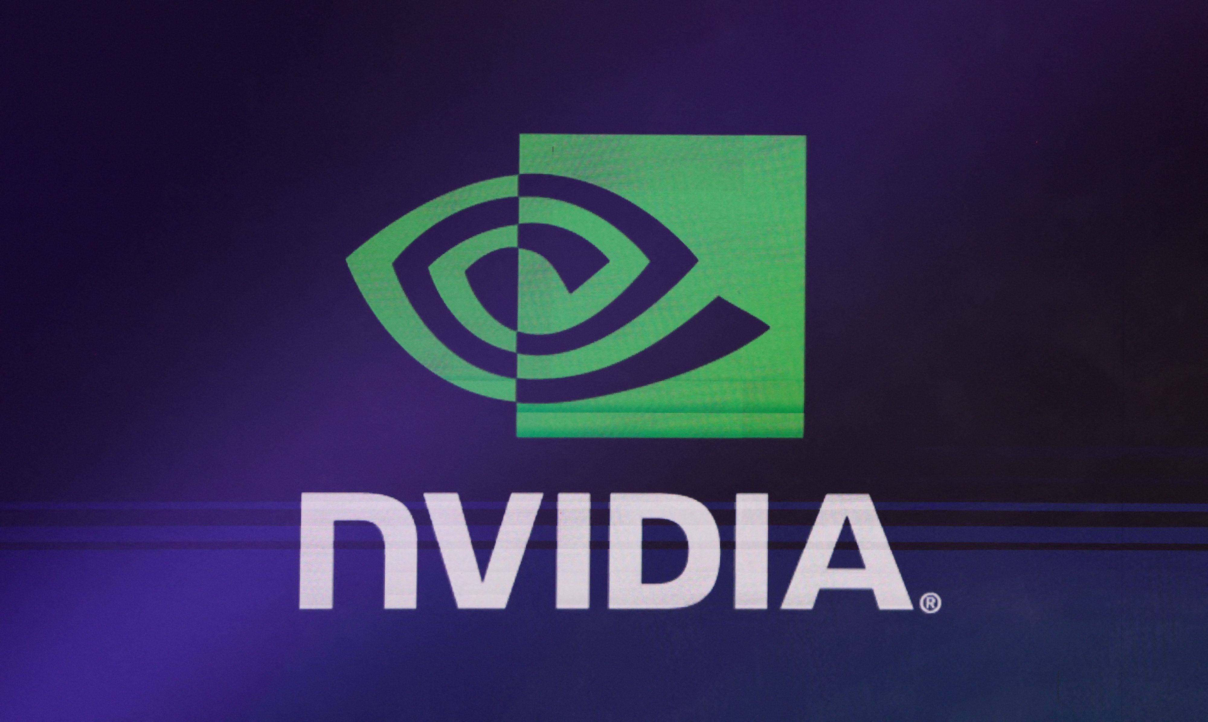 The Nvidia logo is seen during the Hon Hai Tech Day in Taipei on October 18, 2023. Photo: AFP
