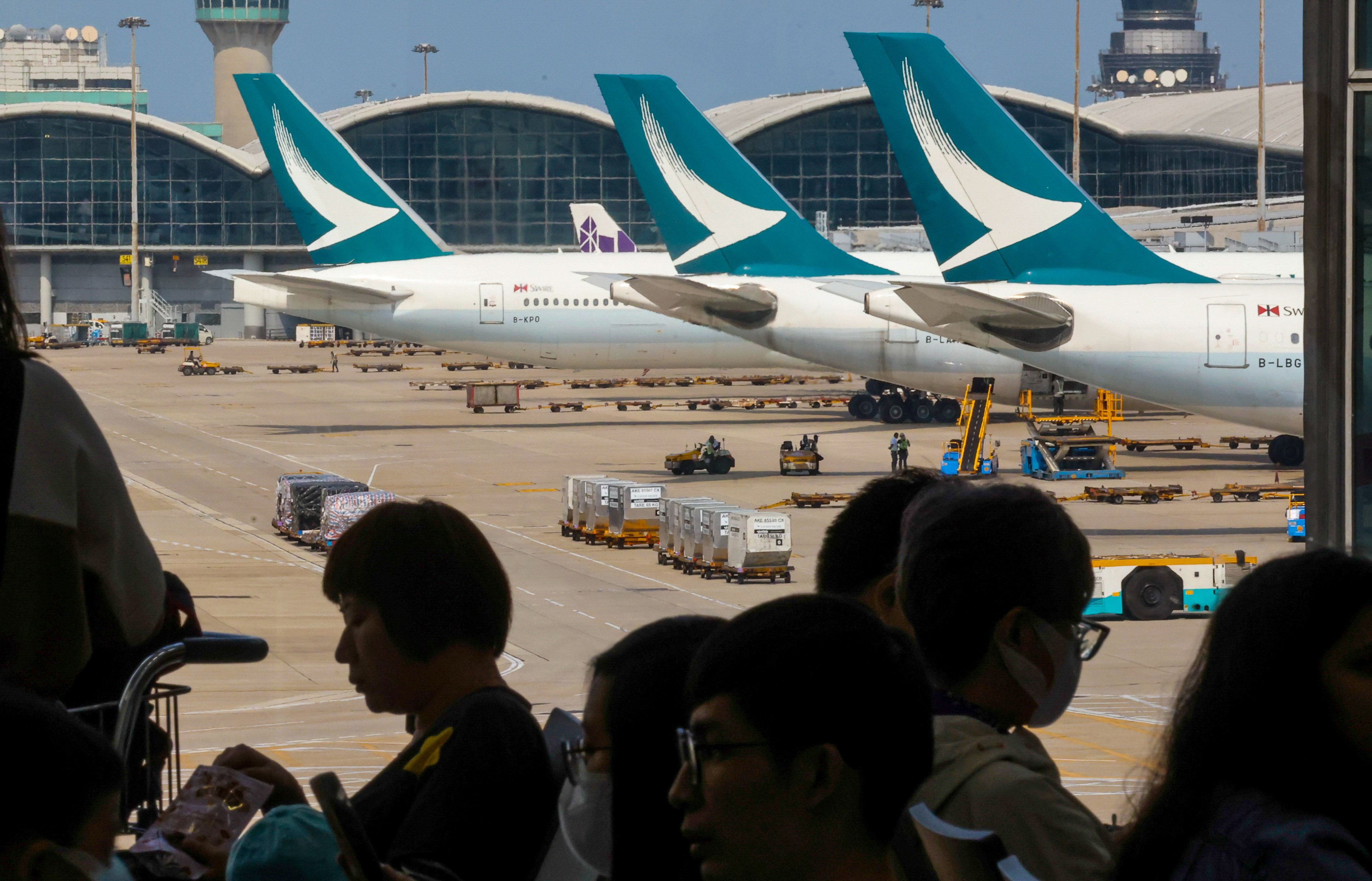 Cathay Pacific planes at Hong Kong International Airport. The Transport and Logistics Bureau says it has grave concerns about the airline’s flight cancellation plan. Photo: Jonathan Wong