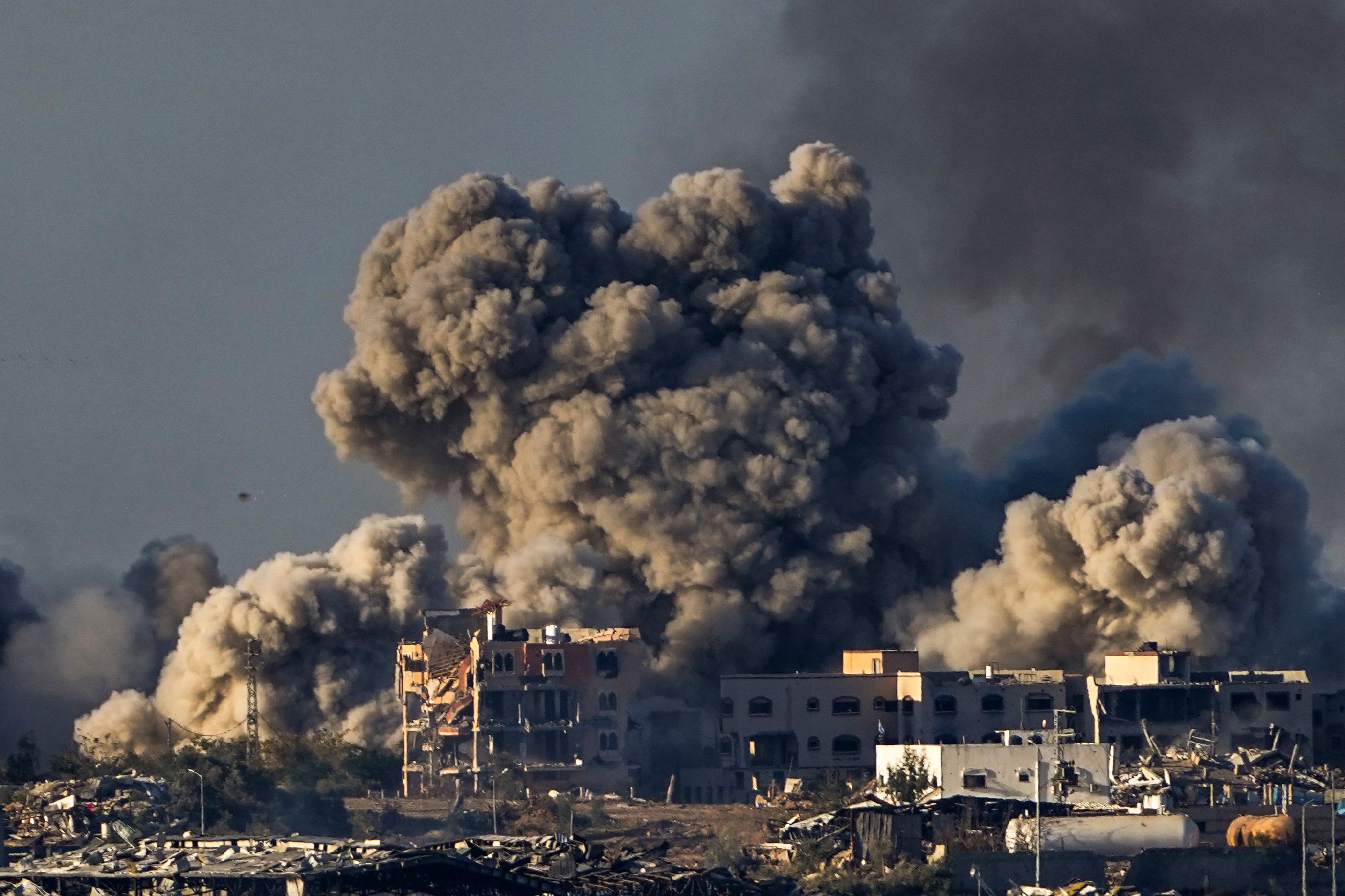 Smoke rises following an Israeli bombardment in the Gaza Strip, as seen from southern Israel. File photo: AP