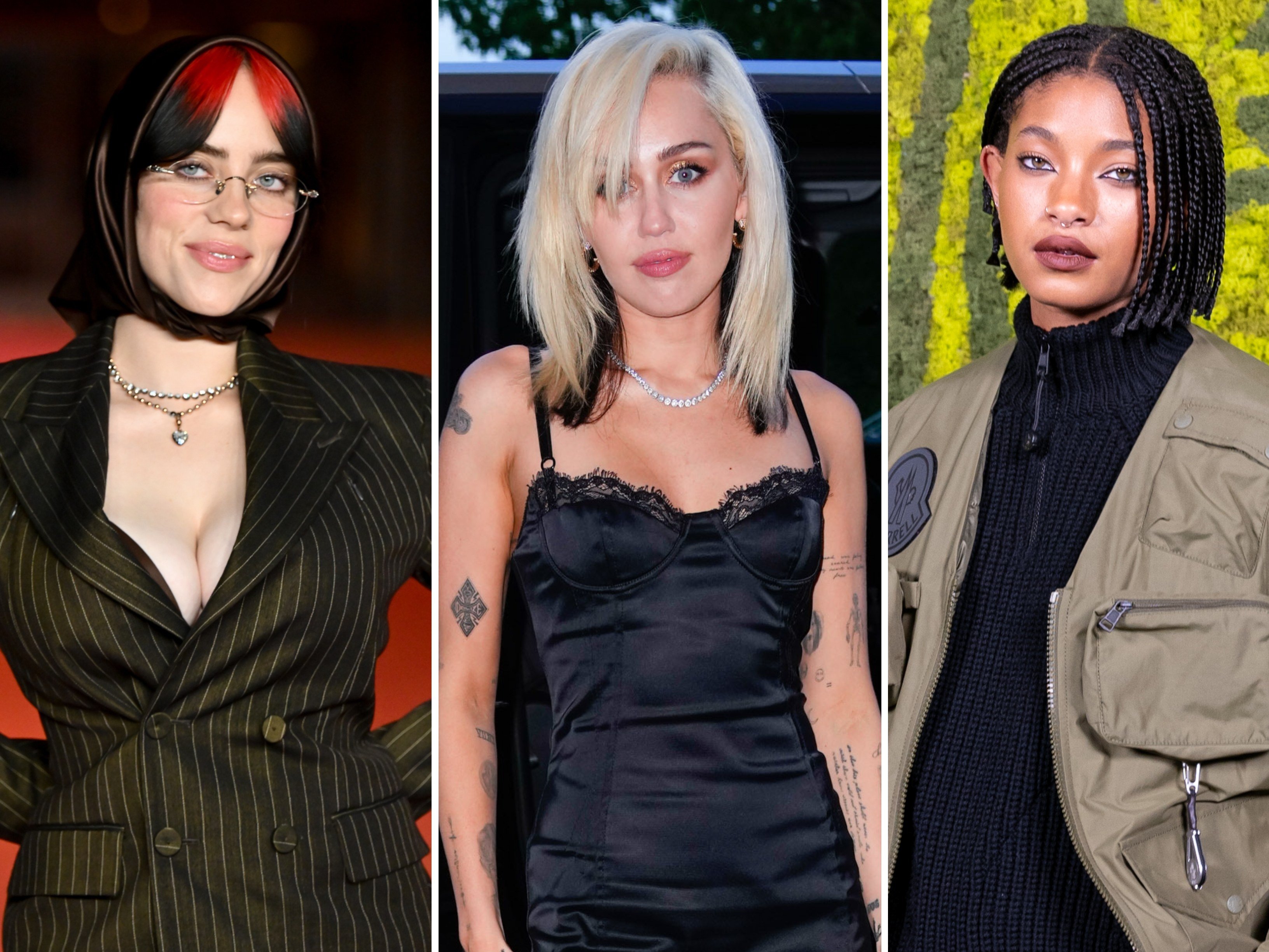 Billie Eilish, Miley Cyrus and Willow Smith all identify as LGBT. Photo: Getty Images