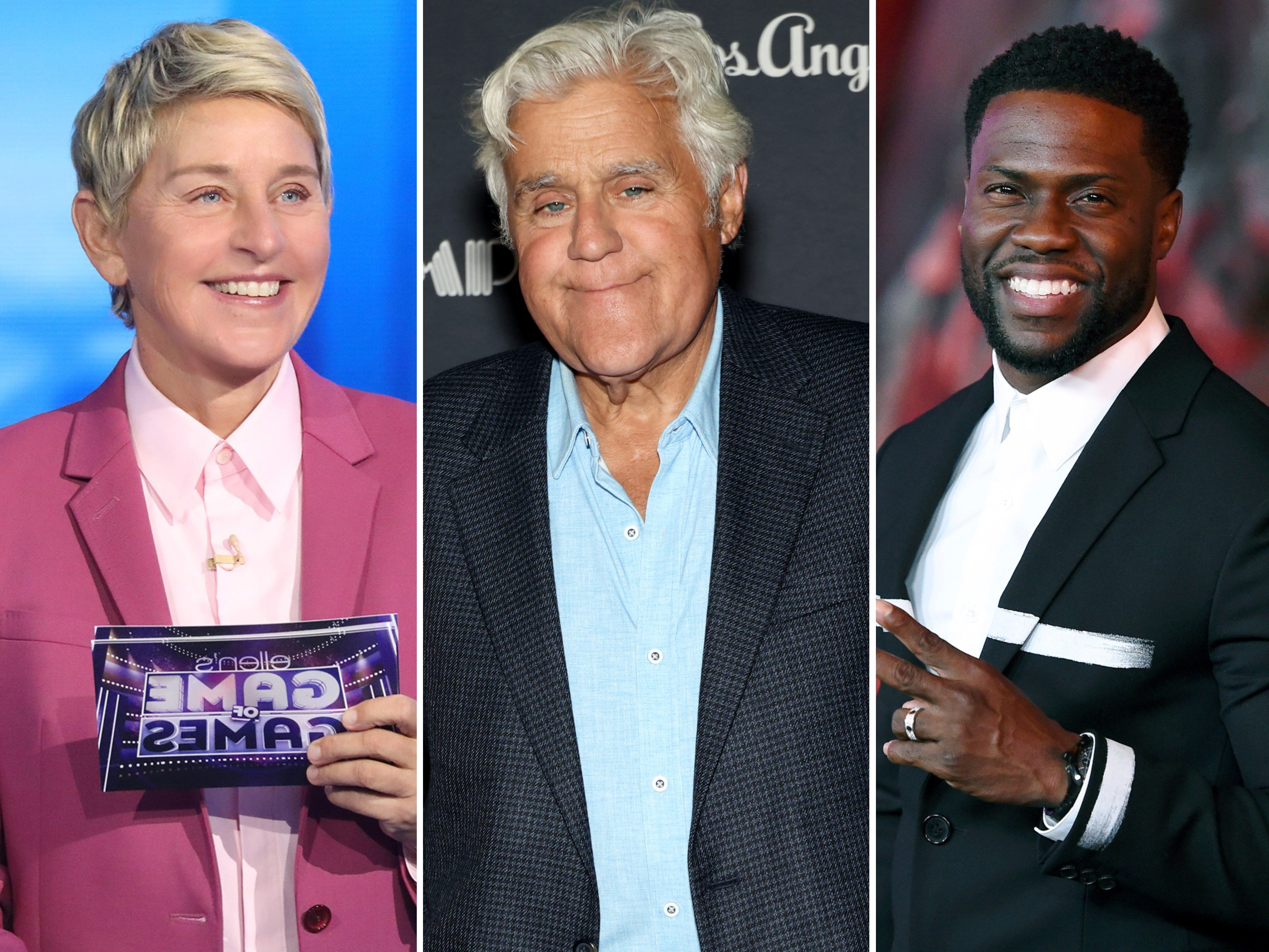From Ellen DeGeneres and Jay Leno to Kevin Hart, who are some of the richest comedians in the world? Photos: Getty, Images, AP