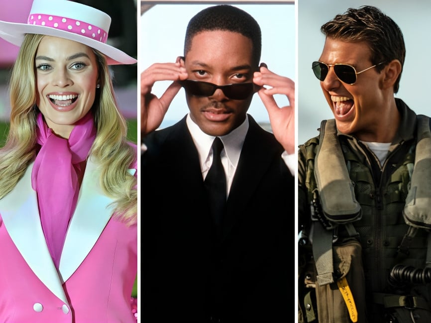 Margot Robbie, Will Smith and Tom Cruise all received huge pay cheques from the films Barbie, Men in Black 3 and Top Gun: Maverick, respectively. Photos: AFP, TNS, Reuters