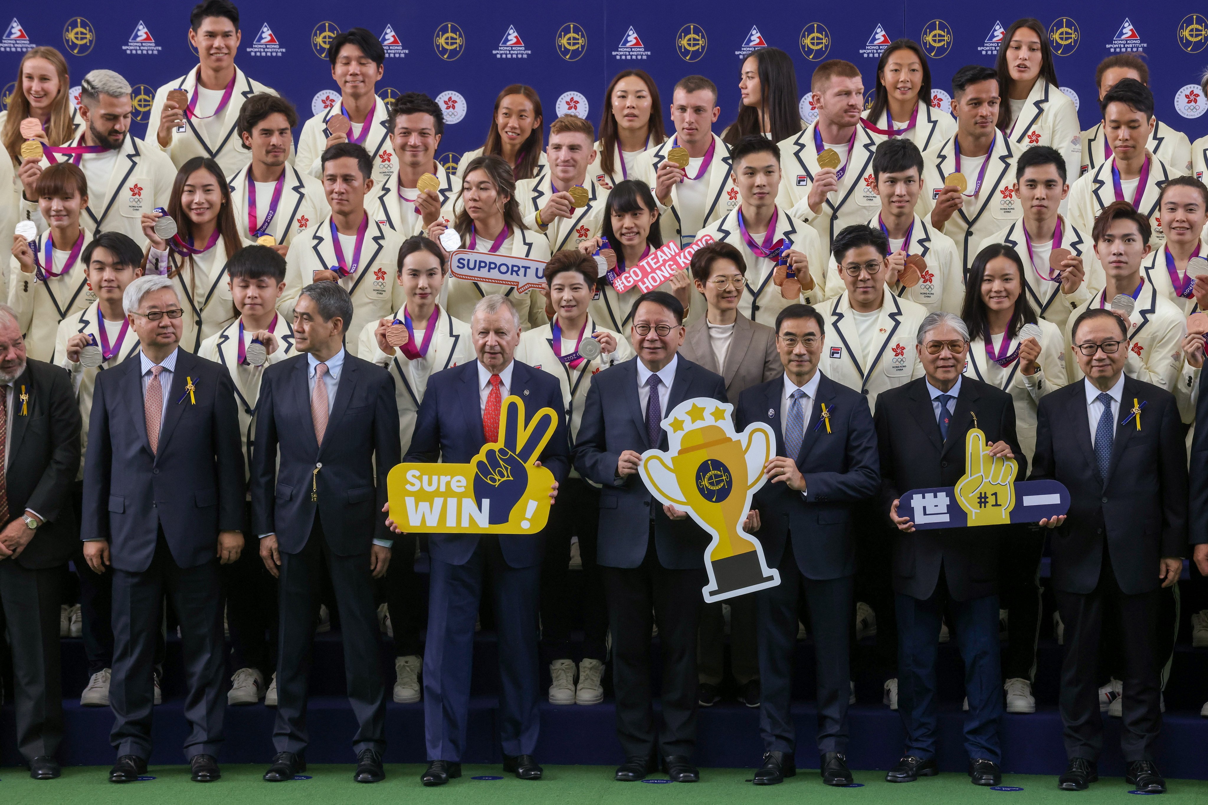 Hong Kong’s medallists are celebrated after the Asian Games last year. Photo: Jonathan Wong
