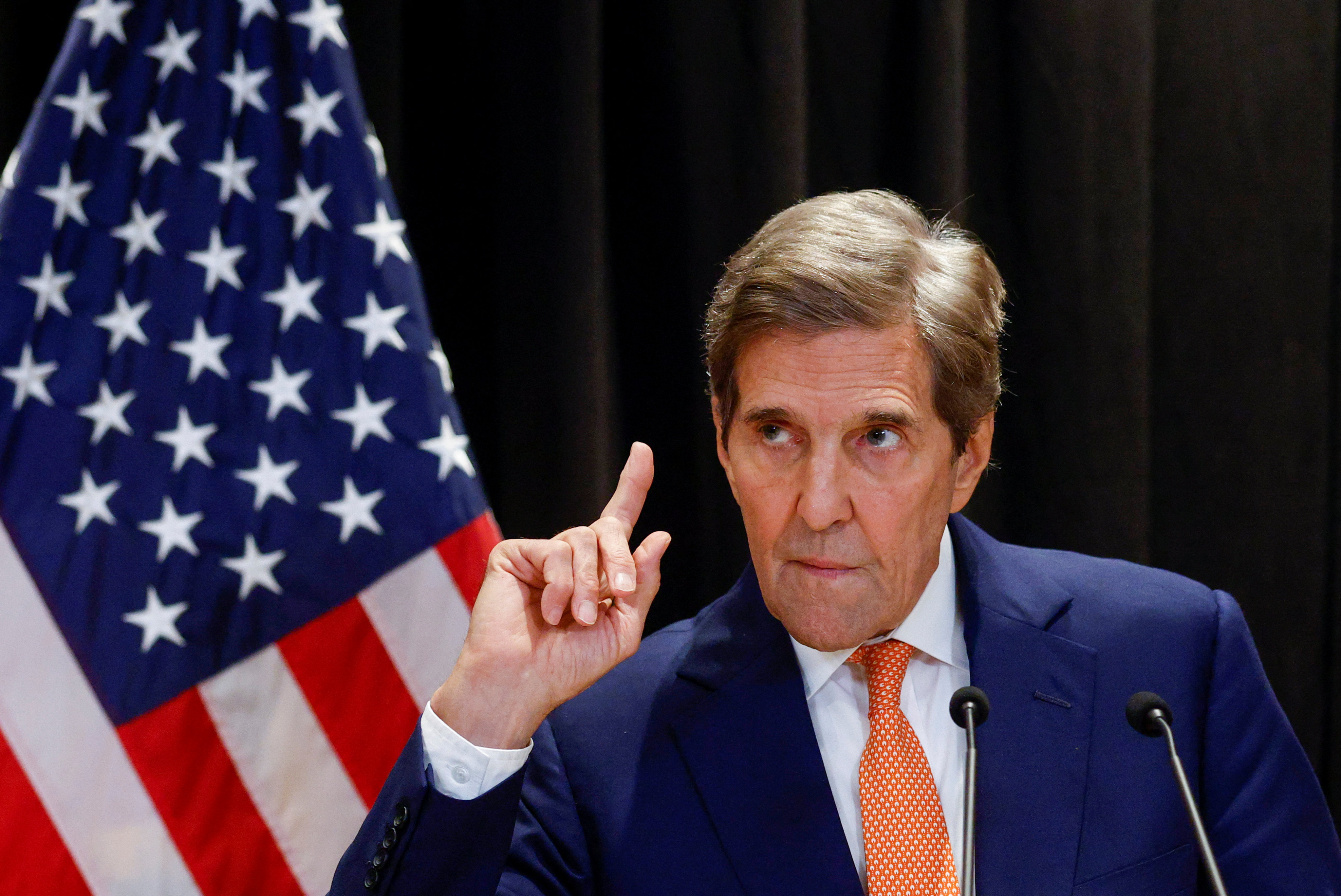 John Kerry, the US special envoy on climate issues, attends a press conference in Beijing, China in July. Photo: Reuters
