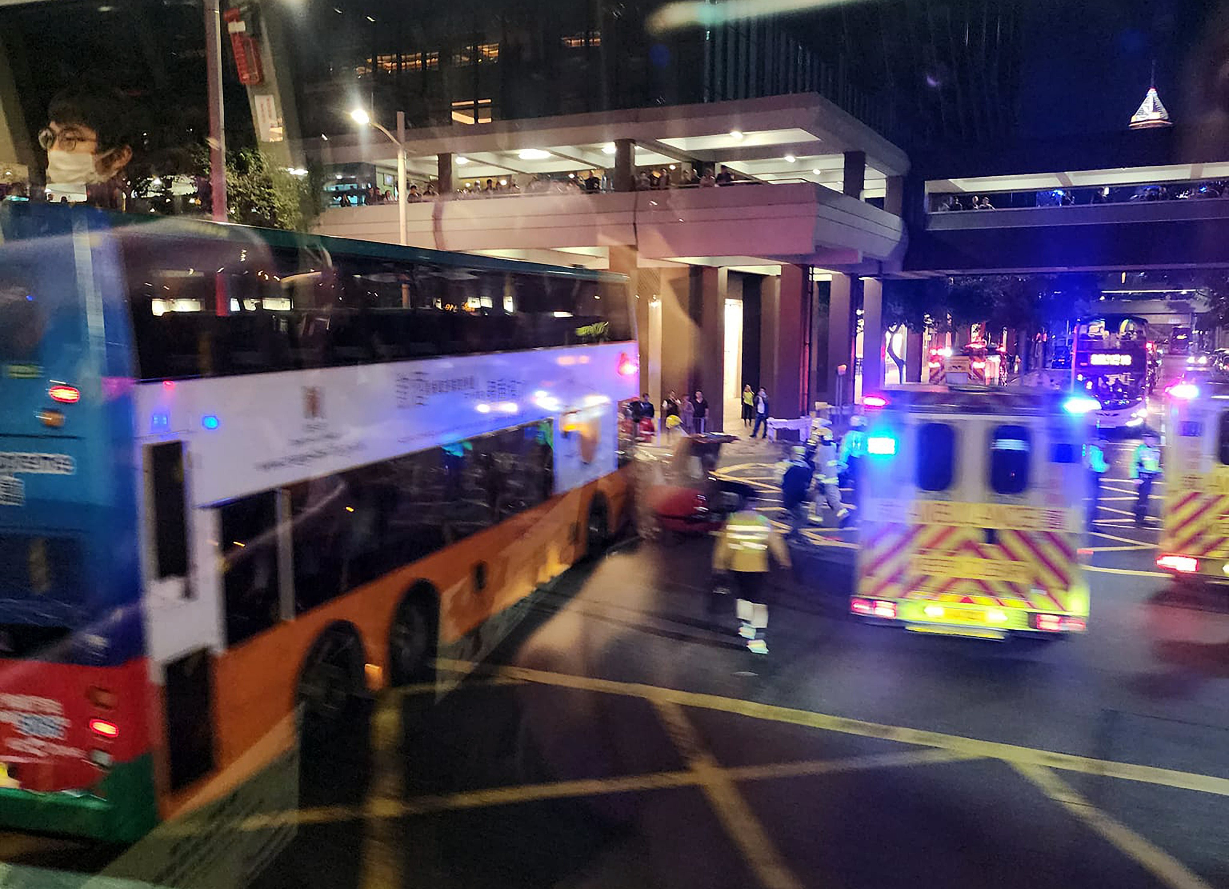The aftermath of the collision at the intersection of Harbour Road and Fleming Road in Wan Chai. Photo: Handout