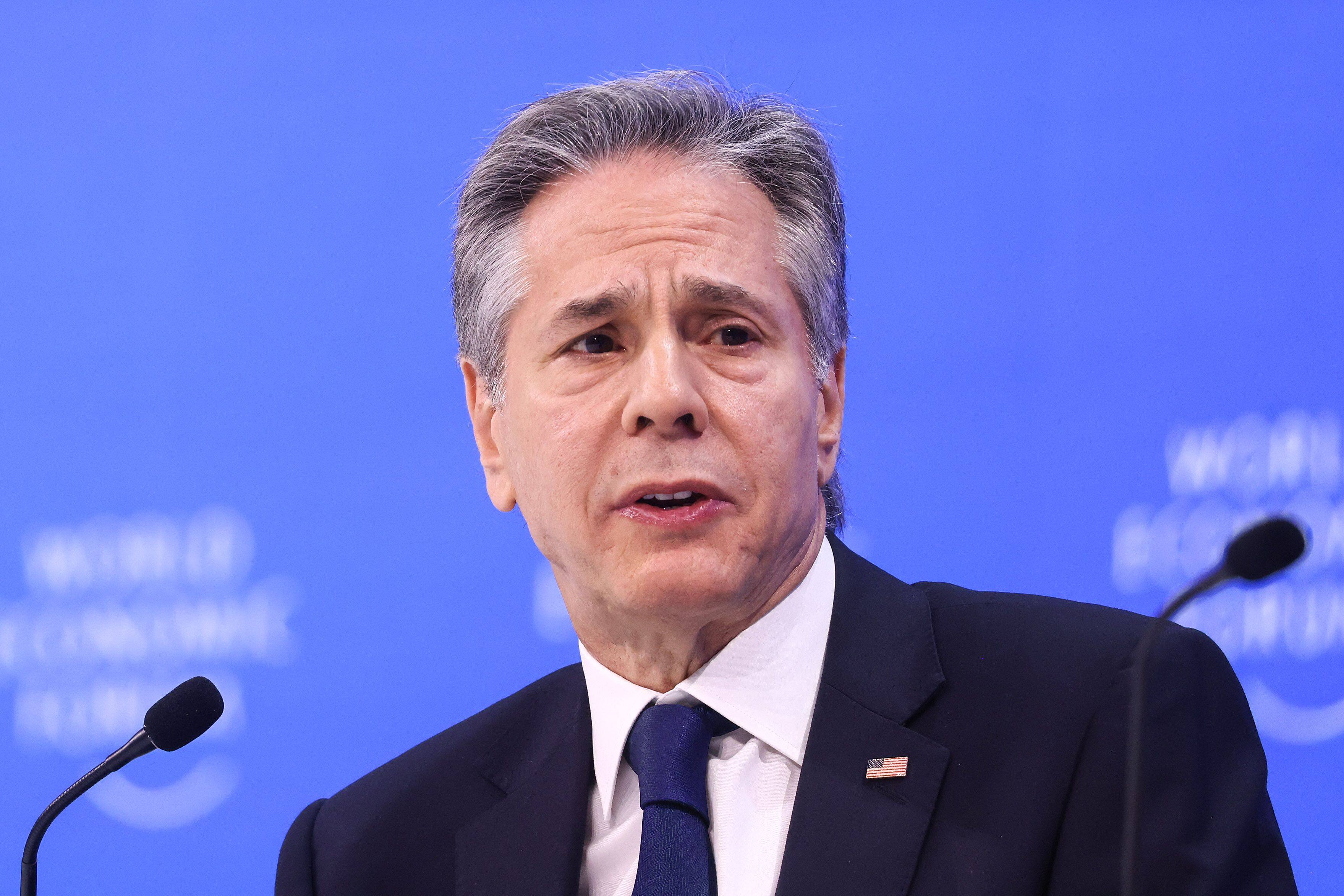 Antony Blinken, US secretary of state, speaks during a conversation session on day two of the World Economic Forum in Davos, Switzerland, on Wednesday. Photo: Bloomberg