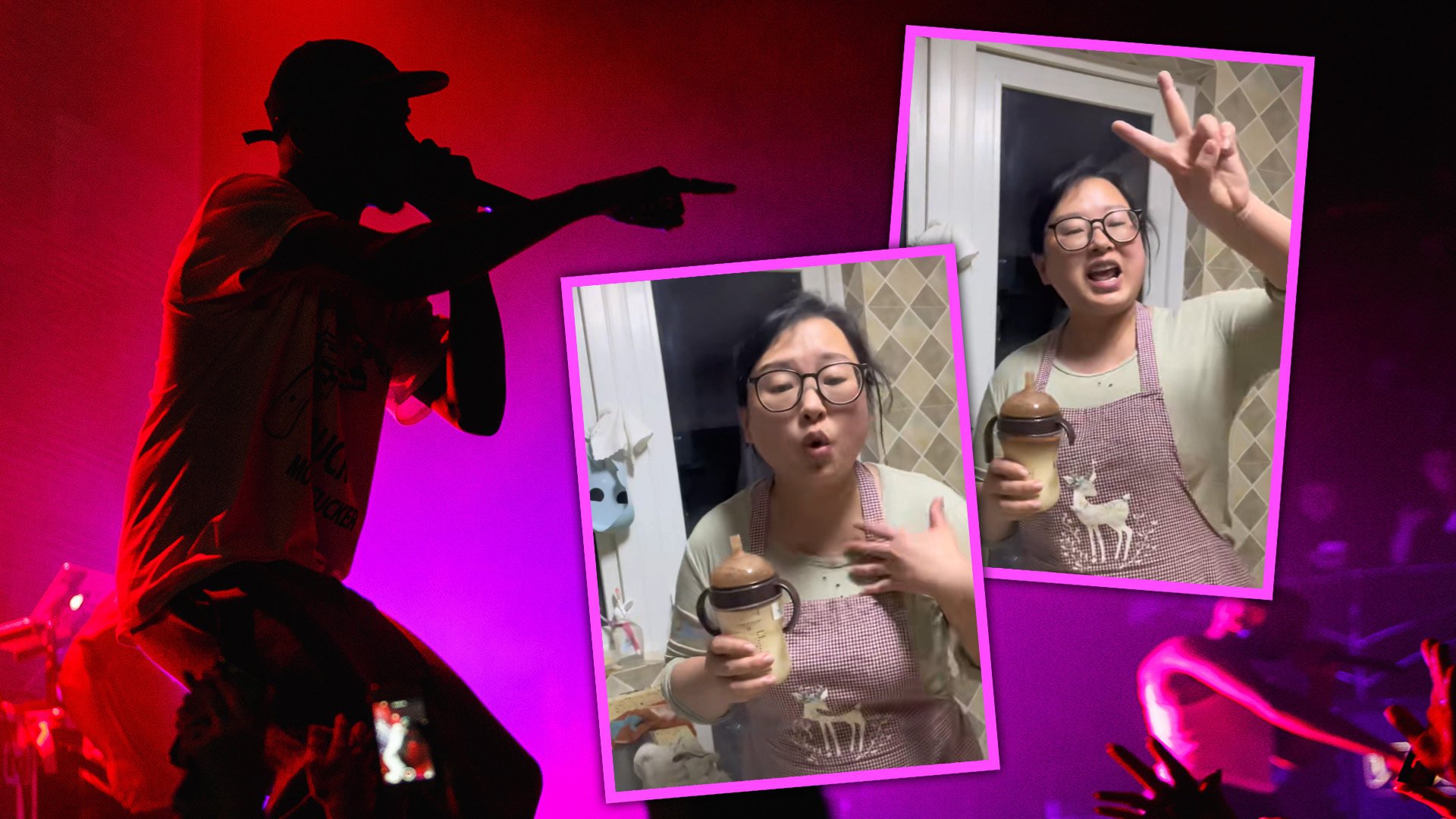 A 40-year-old mother in China has become an online video sensation after she taught herself how to write and perform rap songs while coping with daily pressures of homemaking and childcare. Photo: SCMP composite/Shutterstock/Douyin