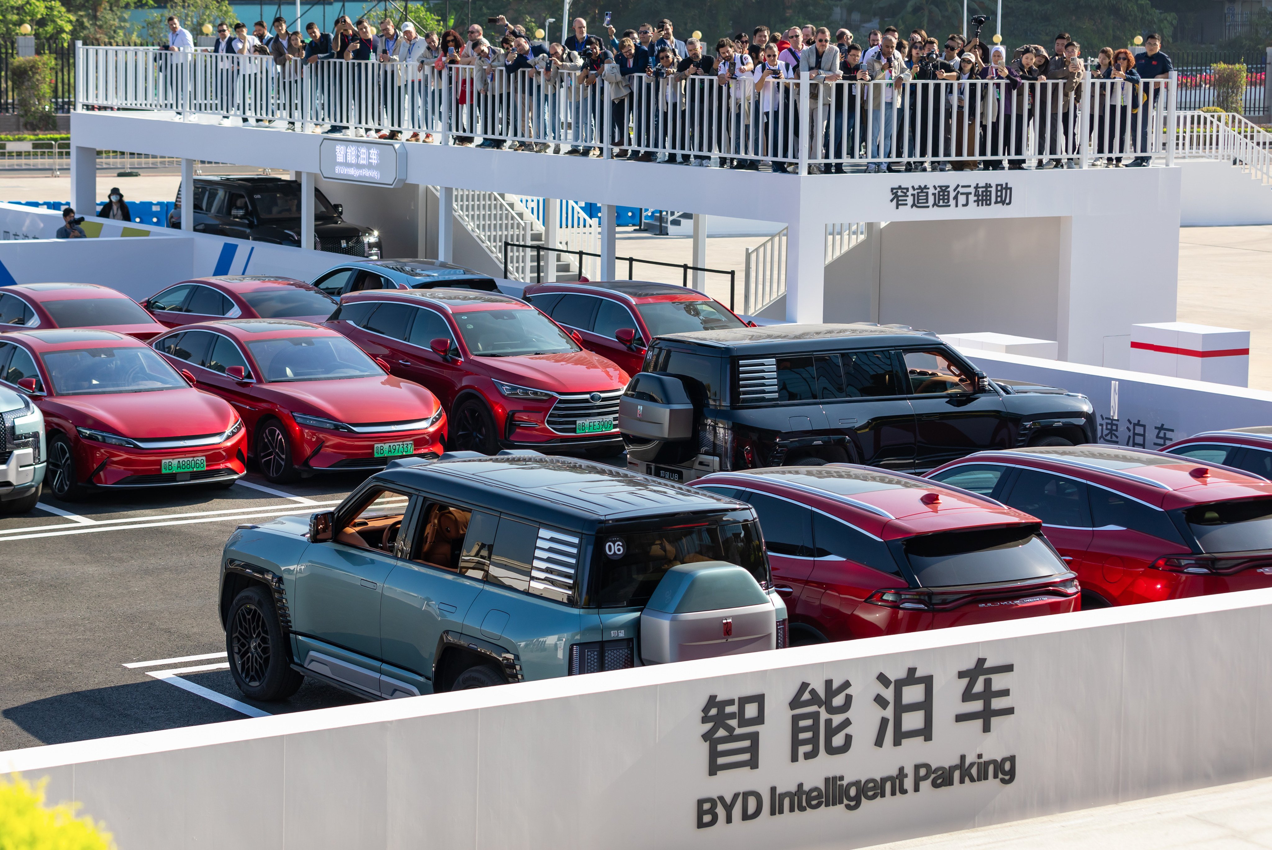 BYD yesterday showed off its intelligent parking features at its Dream Day event in Shenzhen on Tuesday. Photo: Handout
