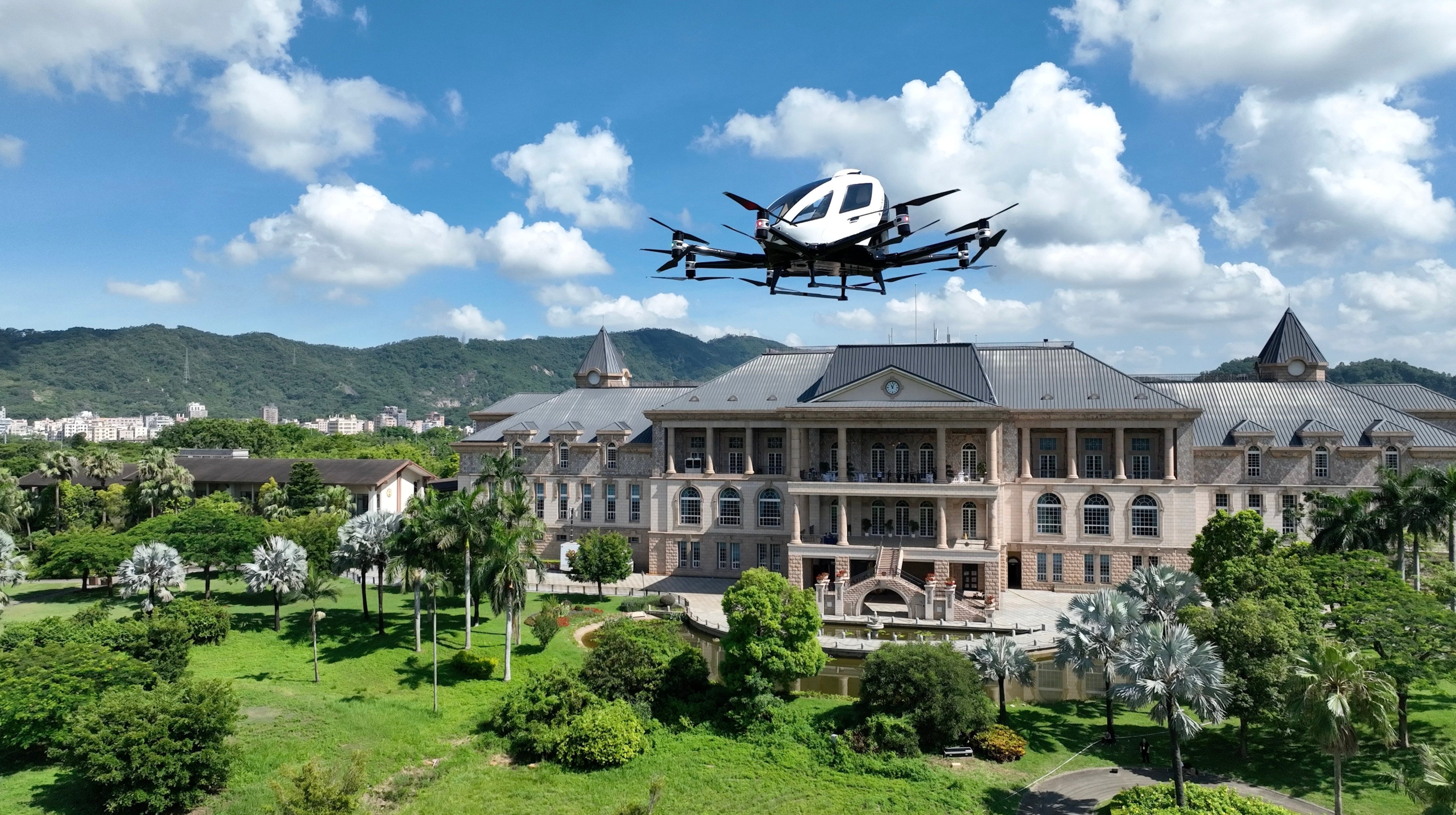 An EHang autonomous aerial vehicle conducting a demonstration flight at the Baoan District Low-Altitude Economy Investment Promotion Conference in Shenzhen last year. Photo: Handout