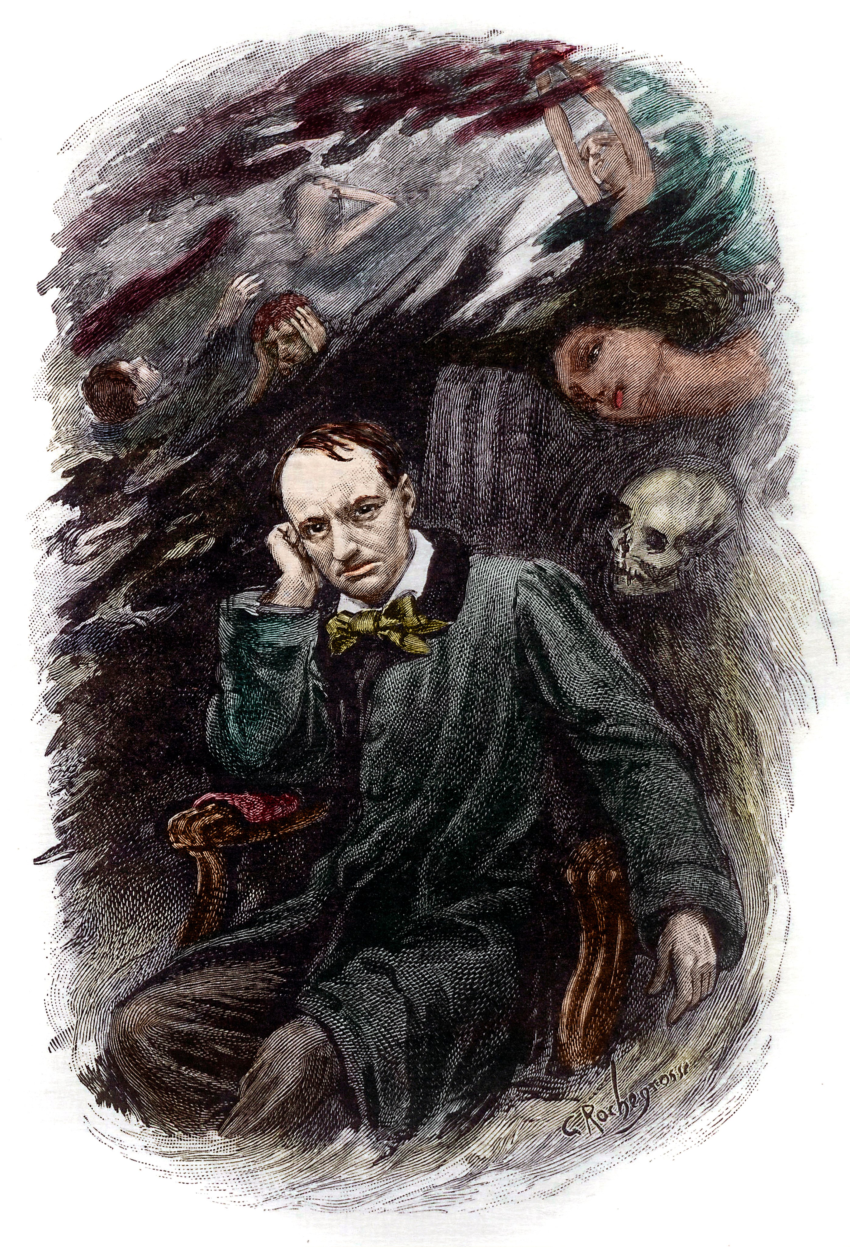 A representation of French poet Charles Baudelaire (1821-1867) for his 1857 book “Les Fleurs du Mal” (“The Flowers of Evil”). Photo: Getty Images