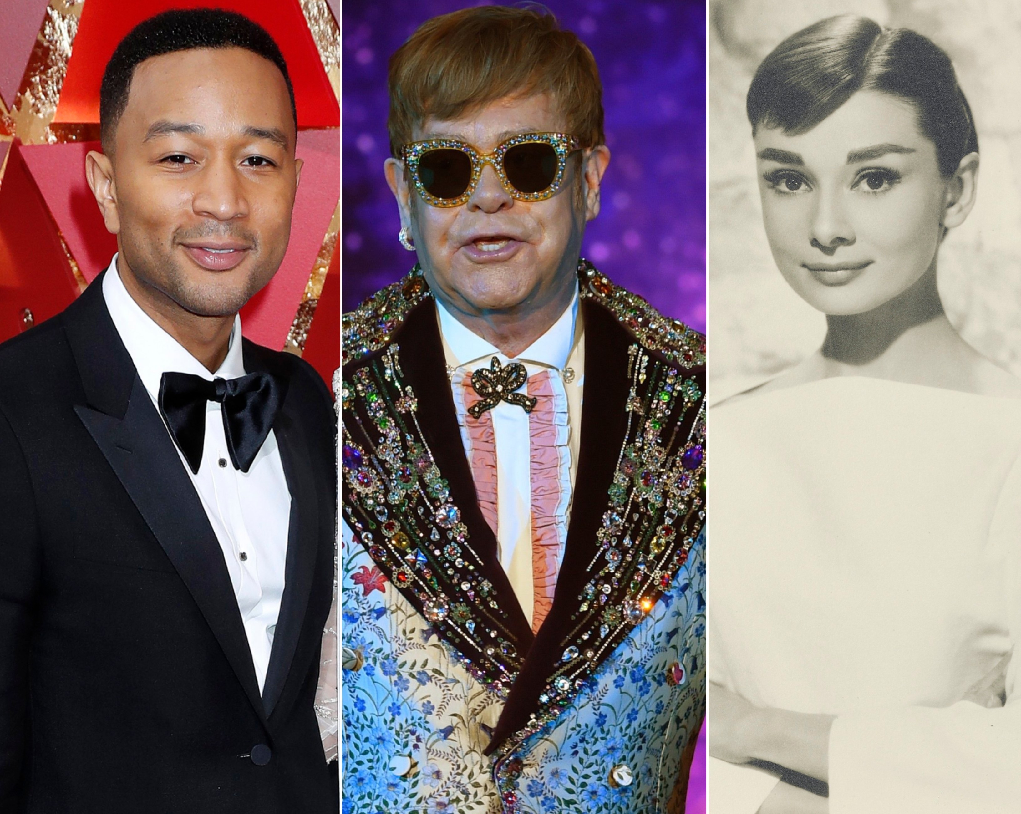 John Legend, Elton John and Audrey Hepburn have all received the coveted “EGOT” combination of awards over the years. Photos: EPA, AFP, Christie’s Images