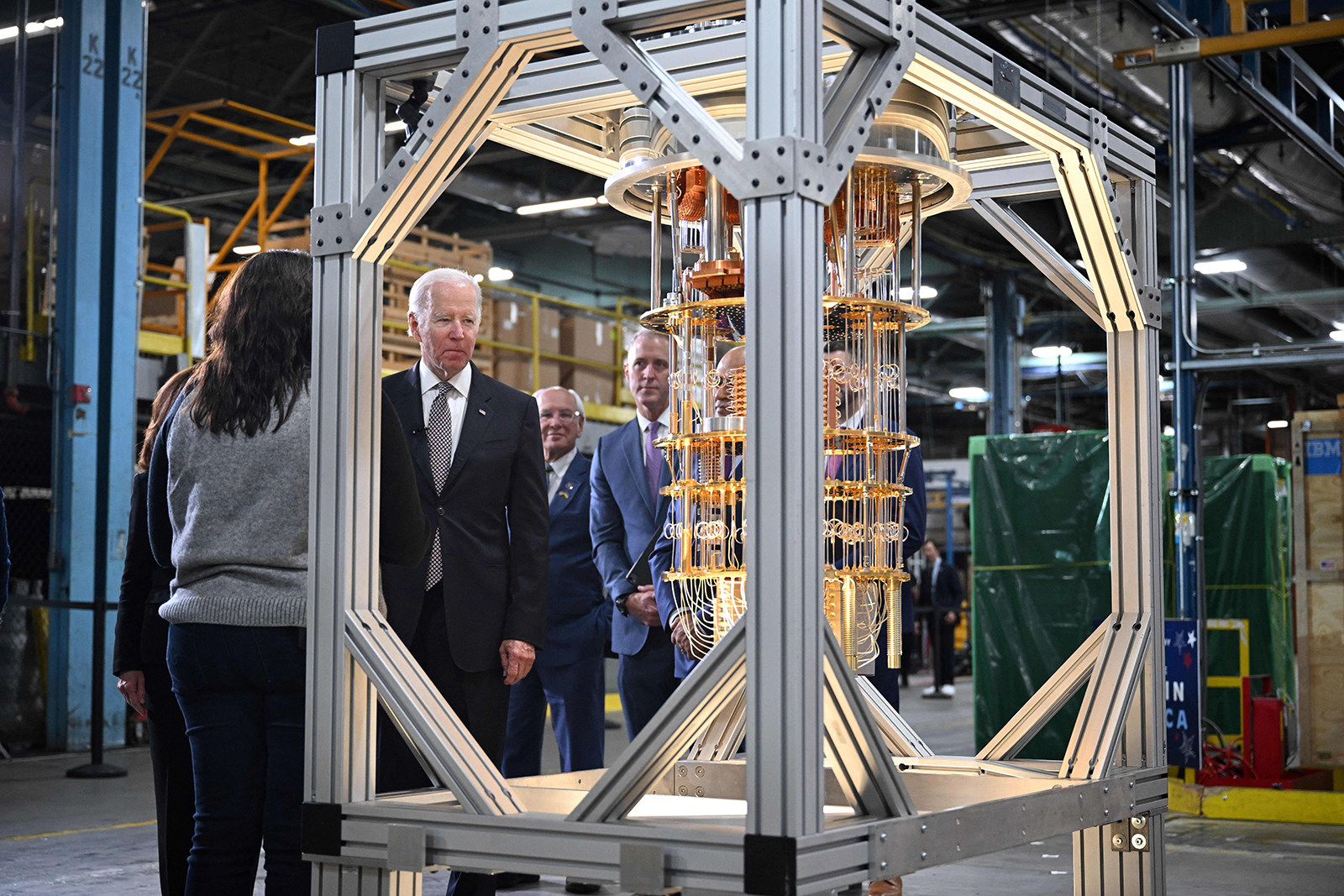 US President Joe Biden looks at a quantum computer at an IBM facility in Poughkeepsie, New York in 2022. The Biden administration has sought to restrict China’s access to advanced technologies. Photo: AFP via Getty Images/TNS