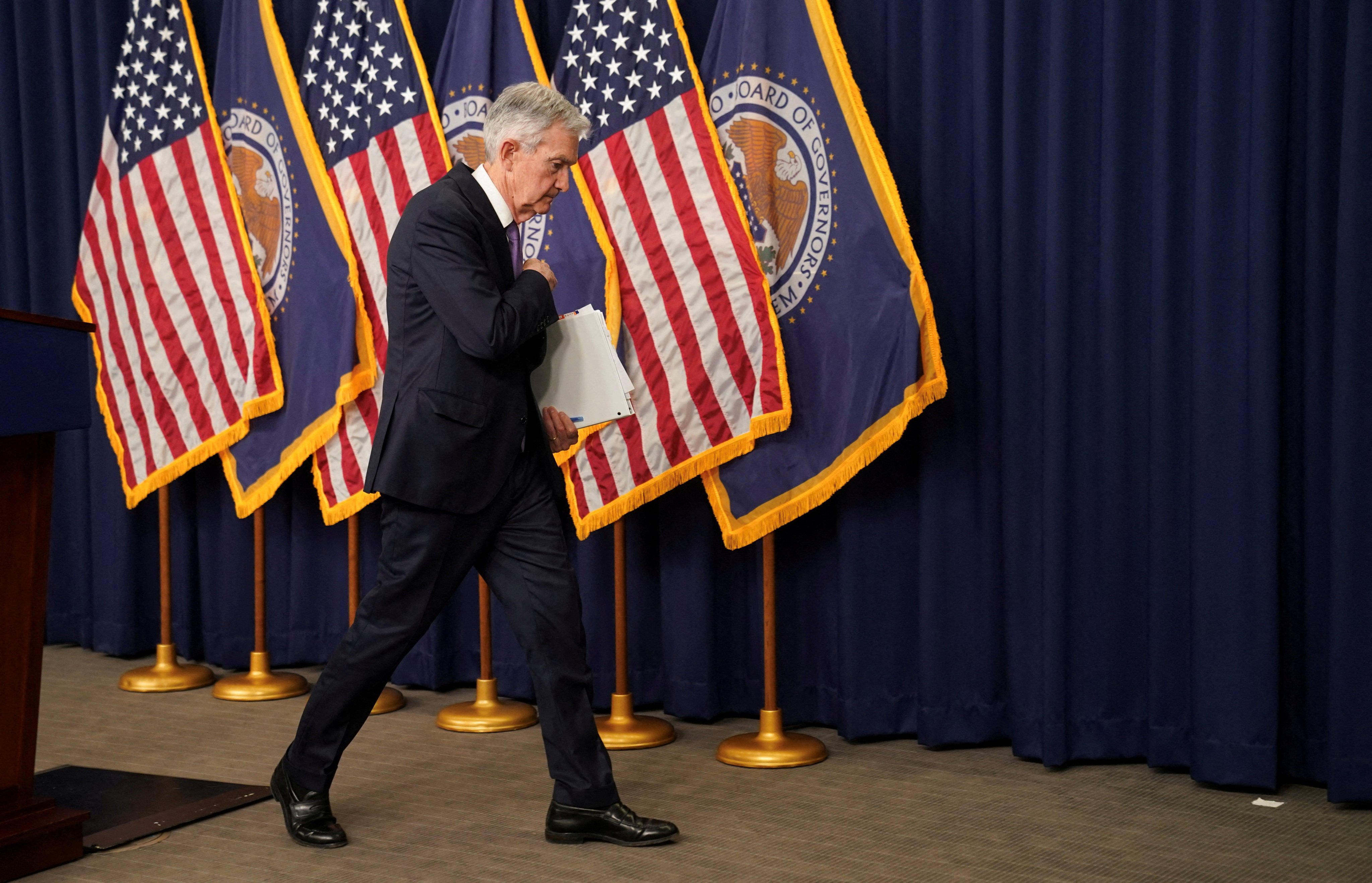 Federal Reserve chairman Jerome Powell leaves a press conference in Washington, US, on December 13. Market optimism buoyed by the Fed’s dovish pivot last month has given way to doubts about its ability and willingness to loosen policy significantly. Photo: Reuters