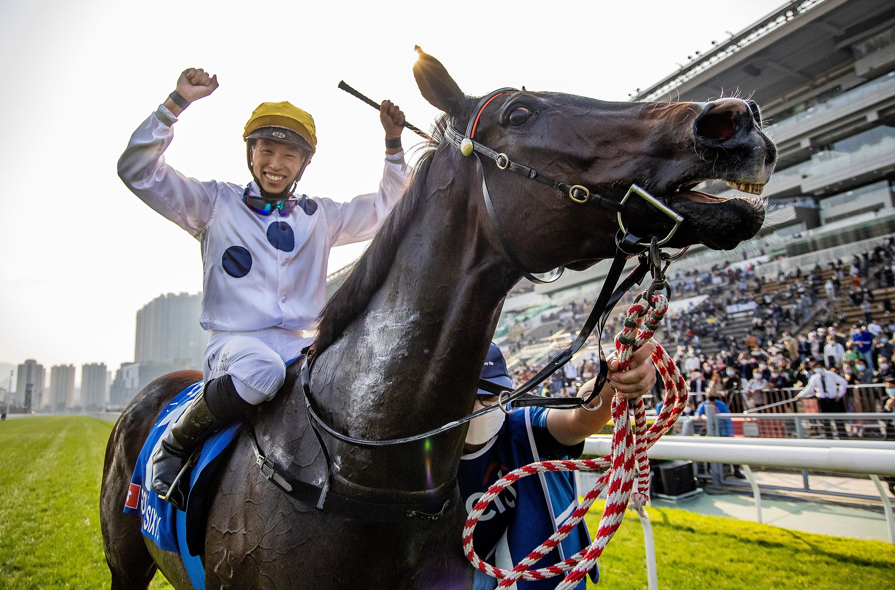 Golden Sixty and Vincent Ho win the 2023 Hong Kong Gold Cup at the Sha Tin Race Course in Hong Kong on February 26 last year. Photo: Handout from Hong Kong Jockey Club