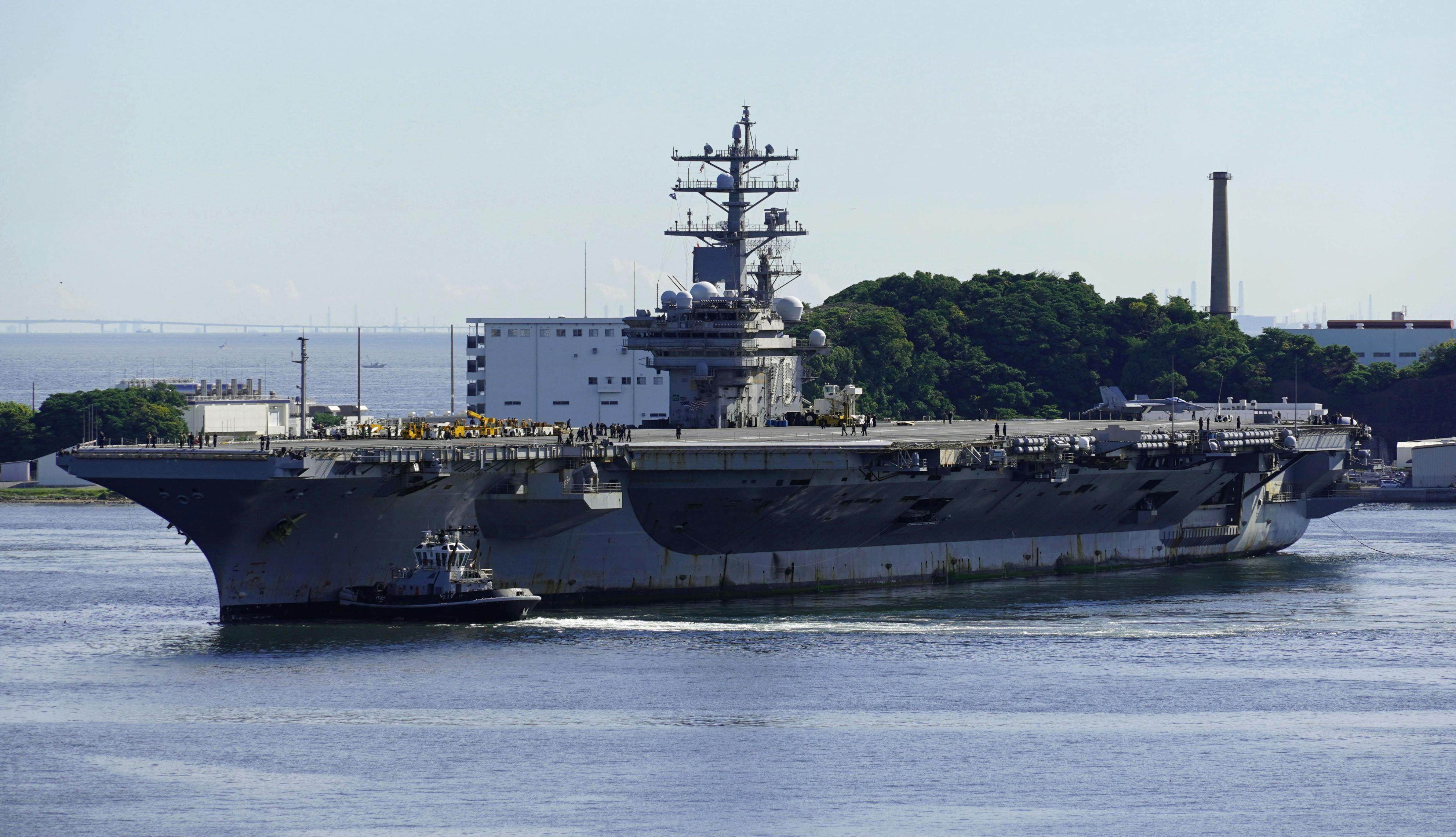 US aircraft carrier Ronald Reagan returns to base in Yokosuka, eastern Japan, in August 2022. Photo: Kyodo
