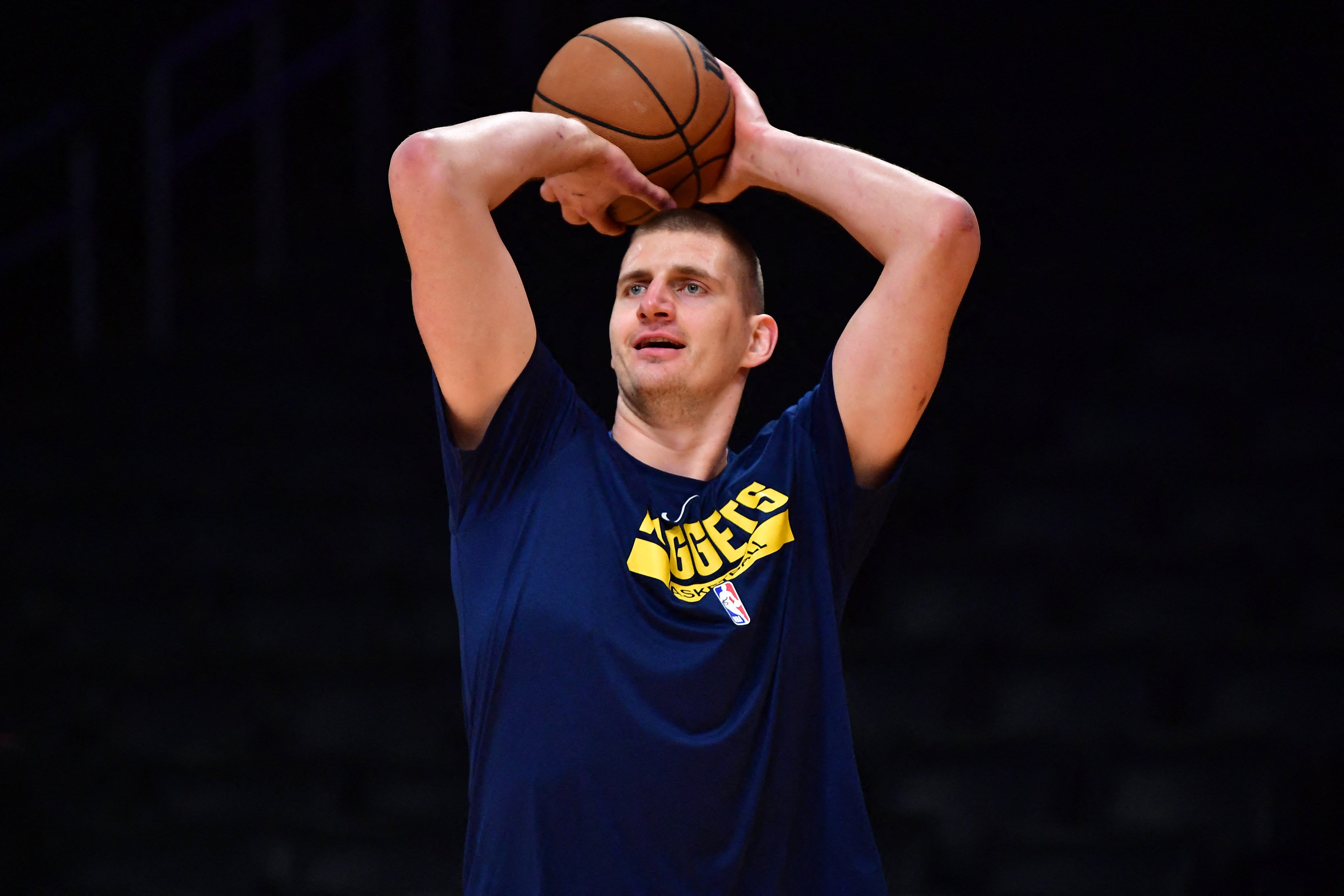 Nikola Jokić in 2023, soon before playing the Lakers; the MVP signed a mega contract to stay with the Nuggets. Photo: USA Today Sports