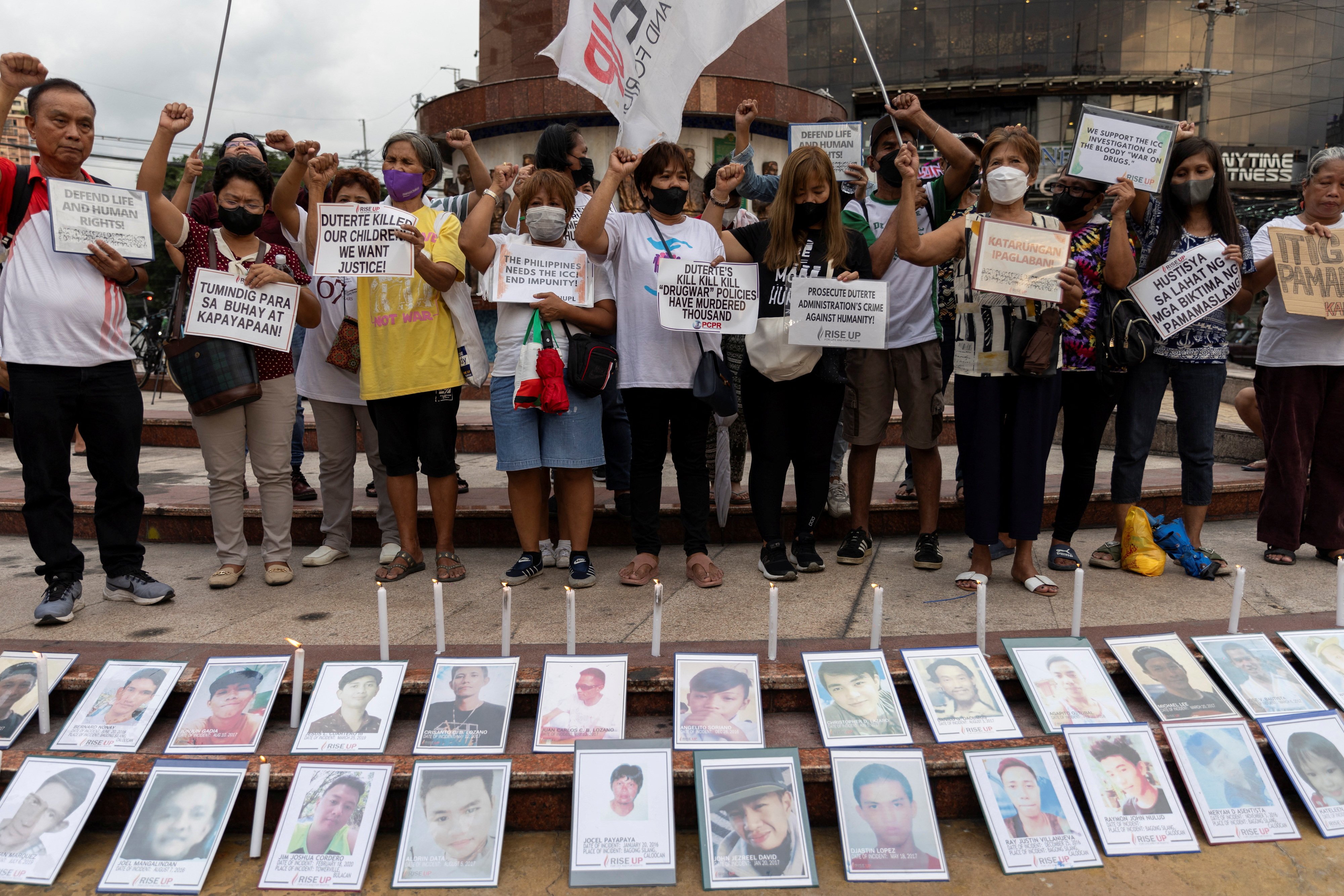 Relatives of drug war victims gather for a solidarity march in Quezon City, Philippines. Photo: Reuters