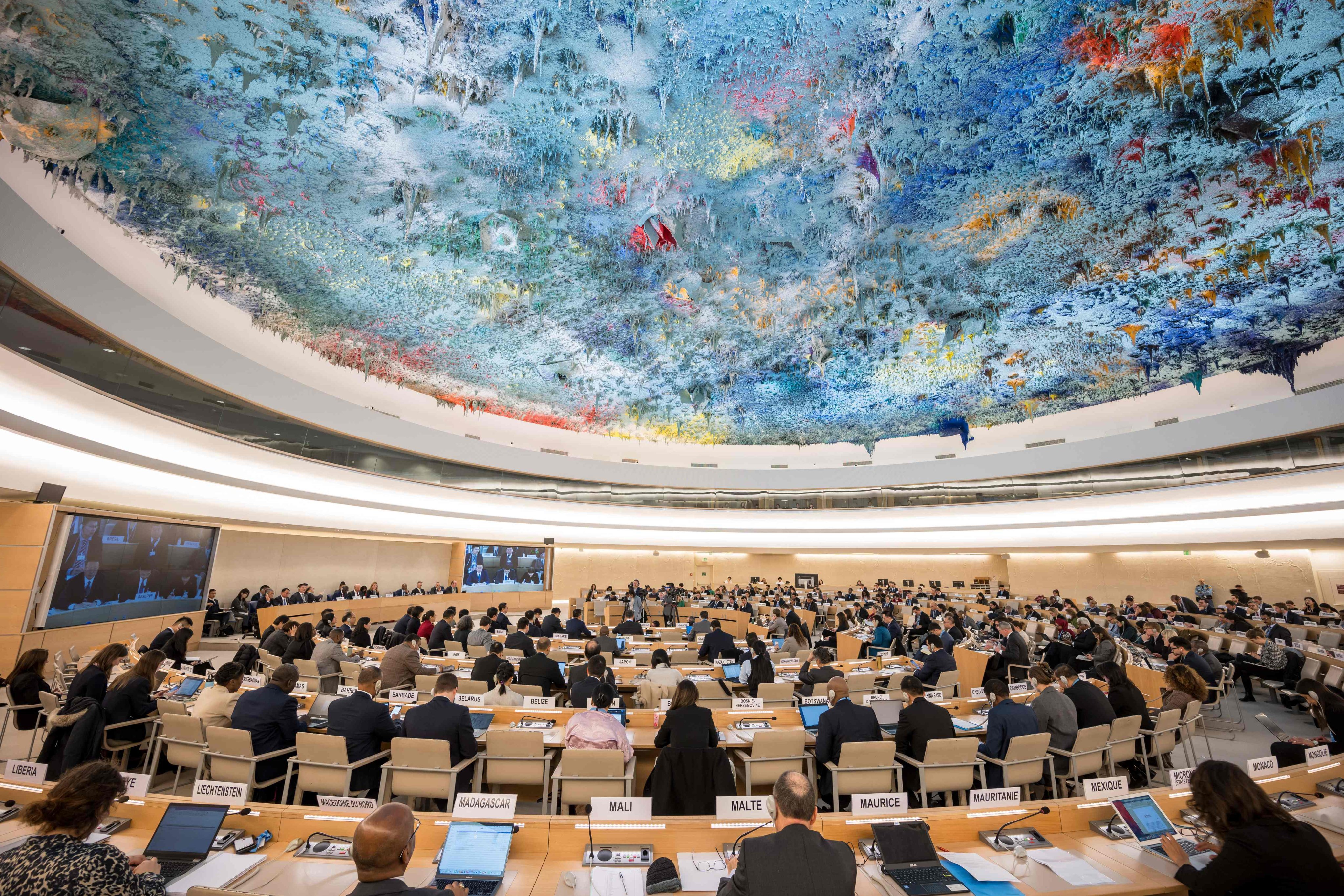 The United Nations Human Rights Council in Geneva on Tuesday during the review of China’s rights record. Photo: AFP