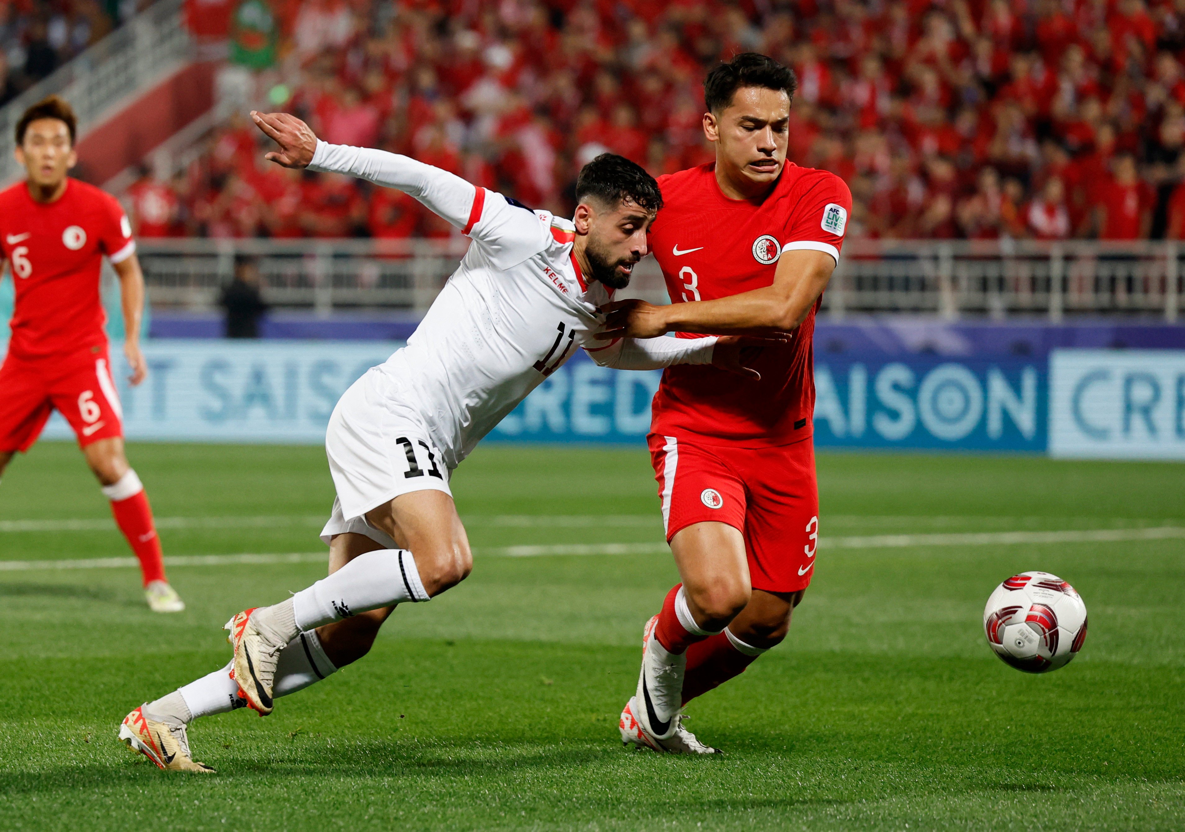 Hong Kong battled gamely against Palestine but could not recreate the intensity from their opening two matches. Photo: Reuters