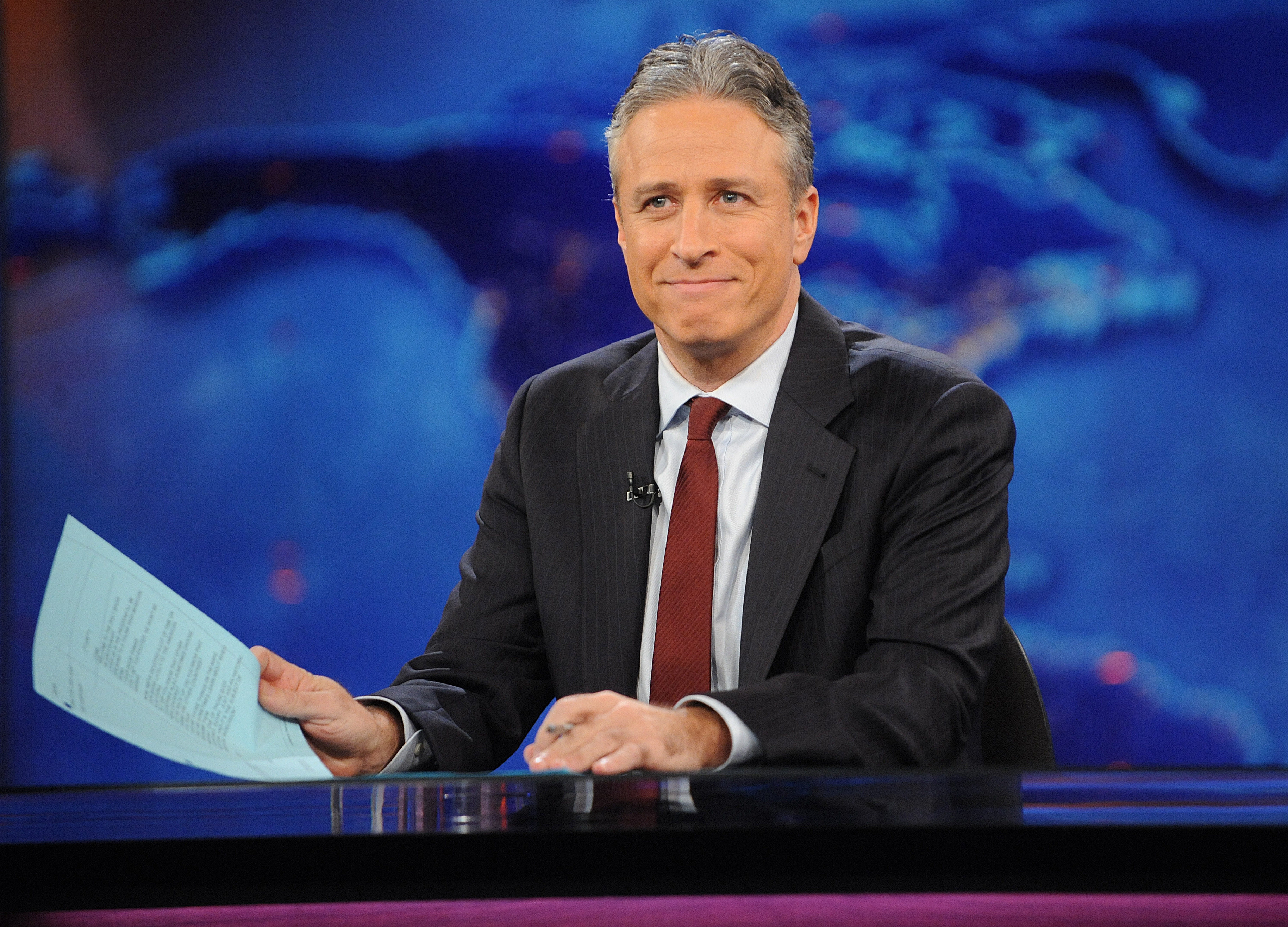 Jon Stewart during a taping of The Daily Show with Jon Stewart in New York. The comedian influenced Trevor Noah, John Oliver and Stephen Colbert, among others. Photo: AP