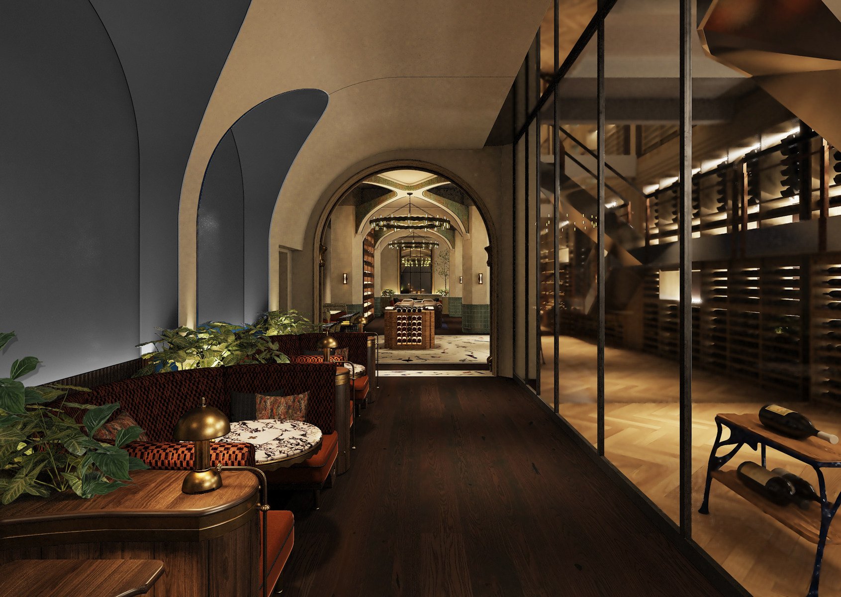A section of the wine cellar visible in a rendering of the future Club Bâtard in Pedder Building, Central, Hong Kong. The members-only club will charge joining fees of up to US$19,200 per head. Photo: Club Batard