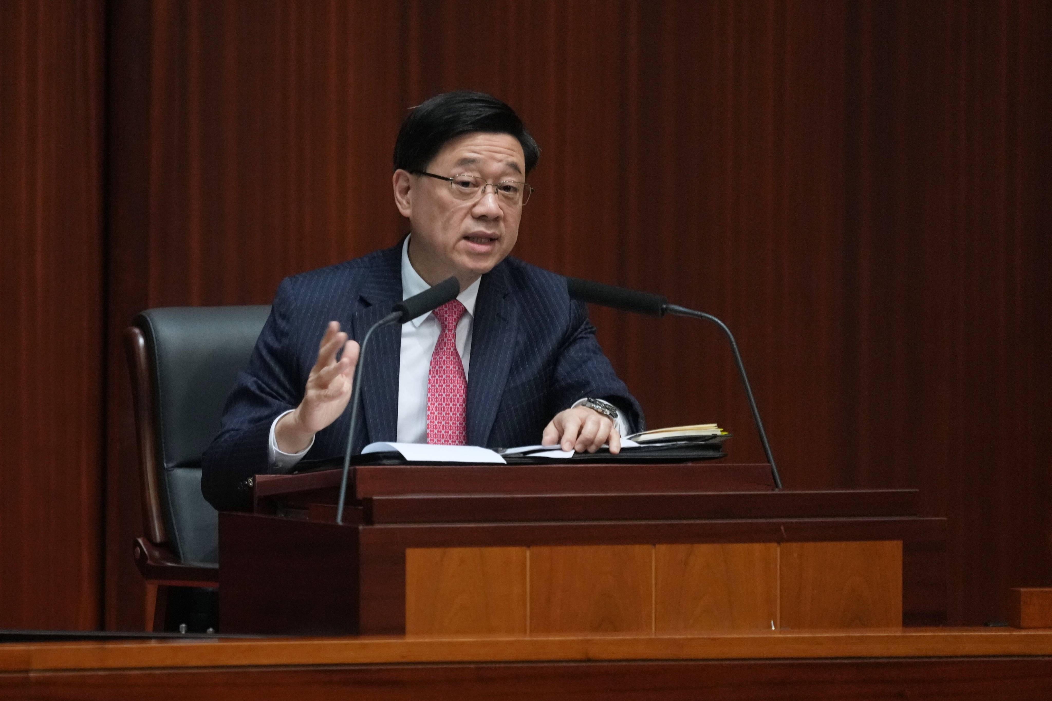 City leader John Lee at the Q&A session. He says the government will set up ‘special core teams’ to explain the Article 23 security law. Photo: Elson Li