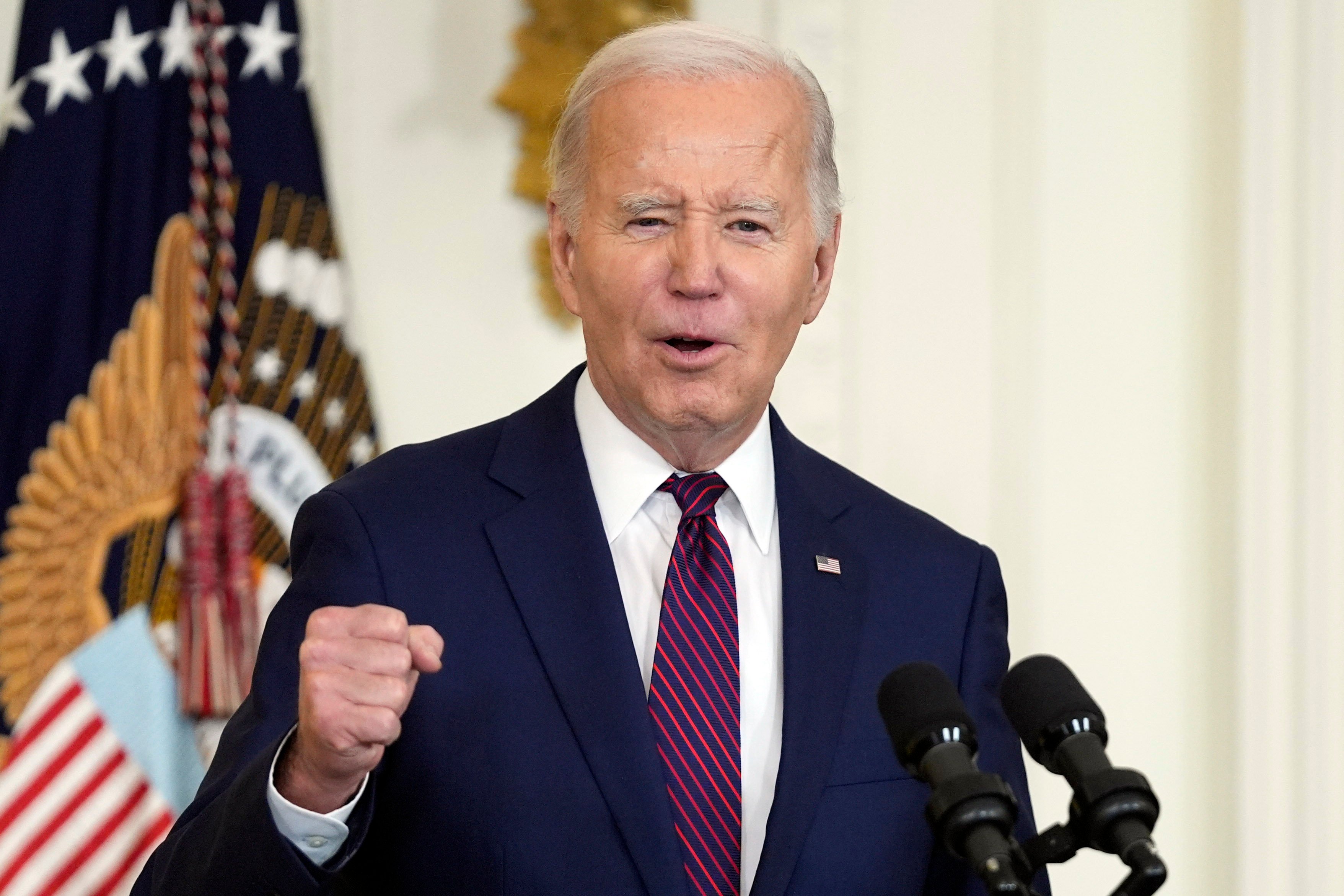 US President Joe Biden speaking in Washington on January 19. The New Hampshire attorney general’s office is investigating reports of an apparent robocall that mimicked Biden’s voice to discourage voting in the primary election on January 23. Photo: AP