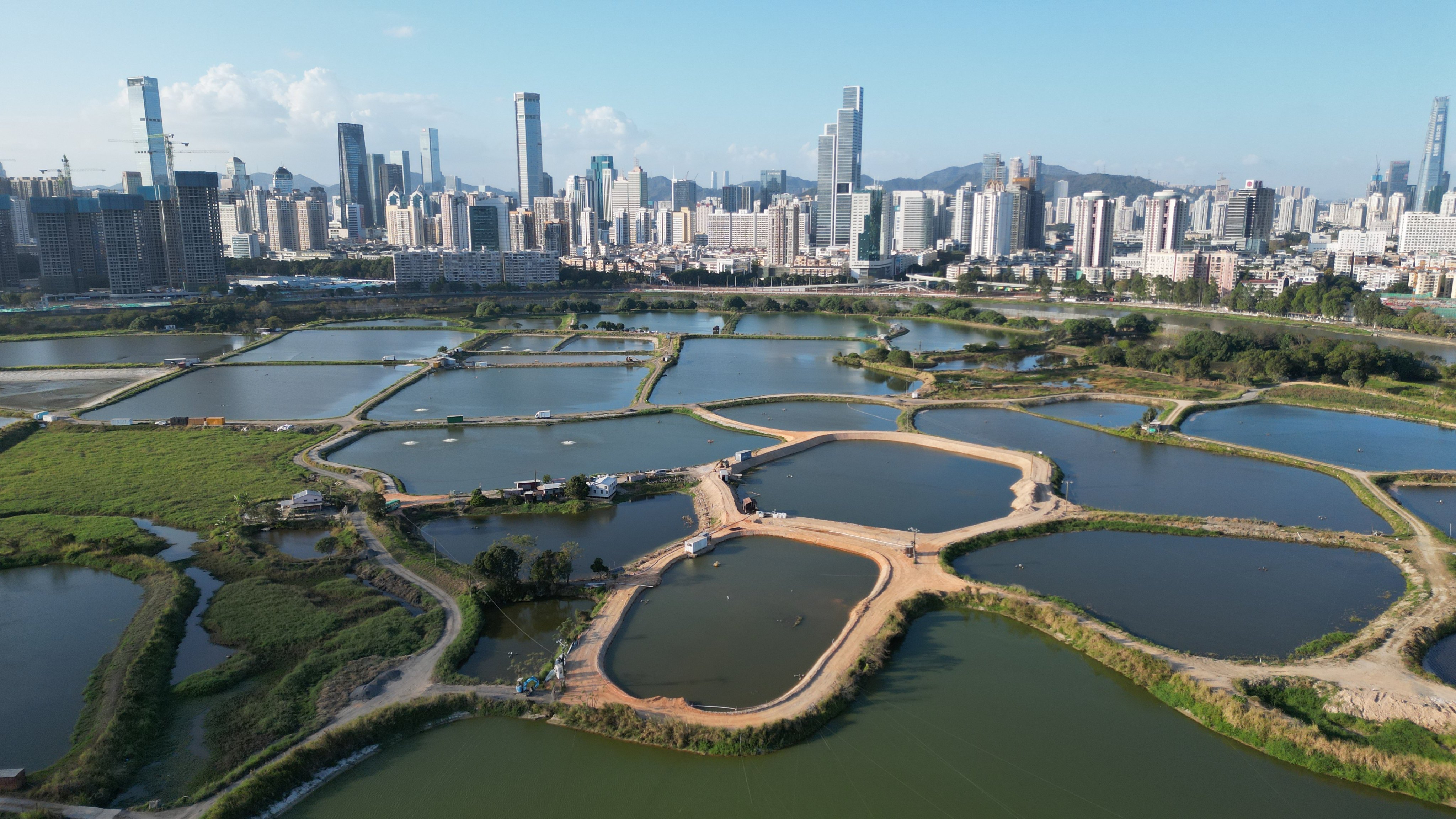 Fish ponds in Hong Kong next to the Lok Ma Chau Loop. The State Council has proposed adopting some Hong Kong systems, including those for taxation and arbitration, on the Shenzhen side of the zone. Photo: Dickson Lee
