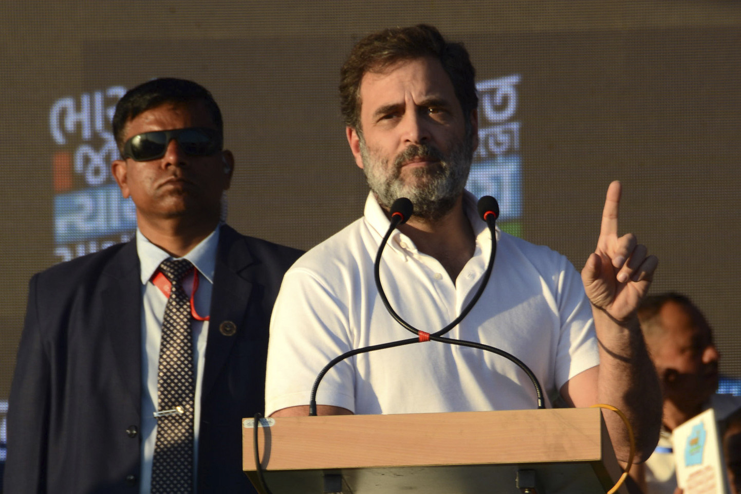India’s opposition Congress party leader Rahul Gandhi speaks during his second cross-country march from the northeastern Indian state of Manipur in Thoubal district on January 14. Photo: AP