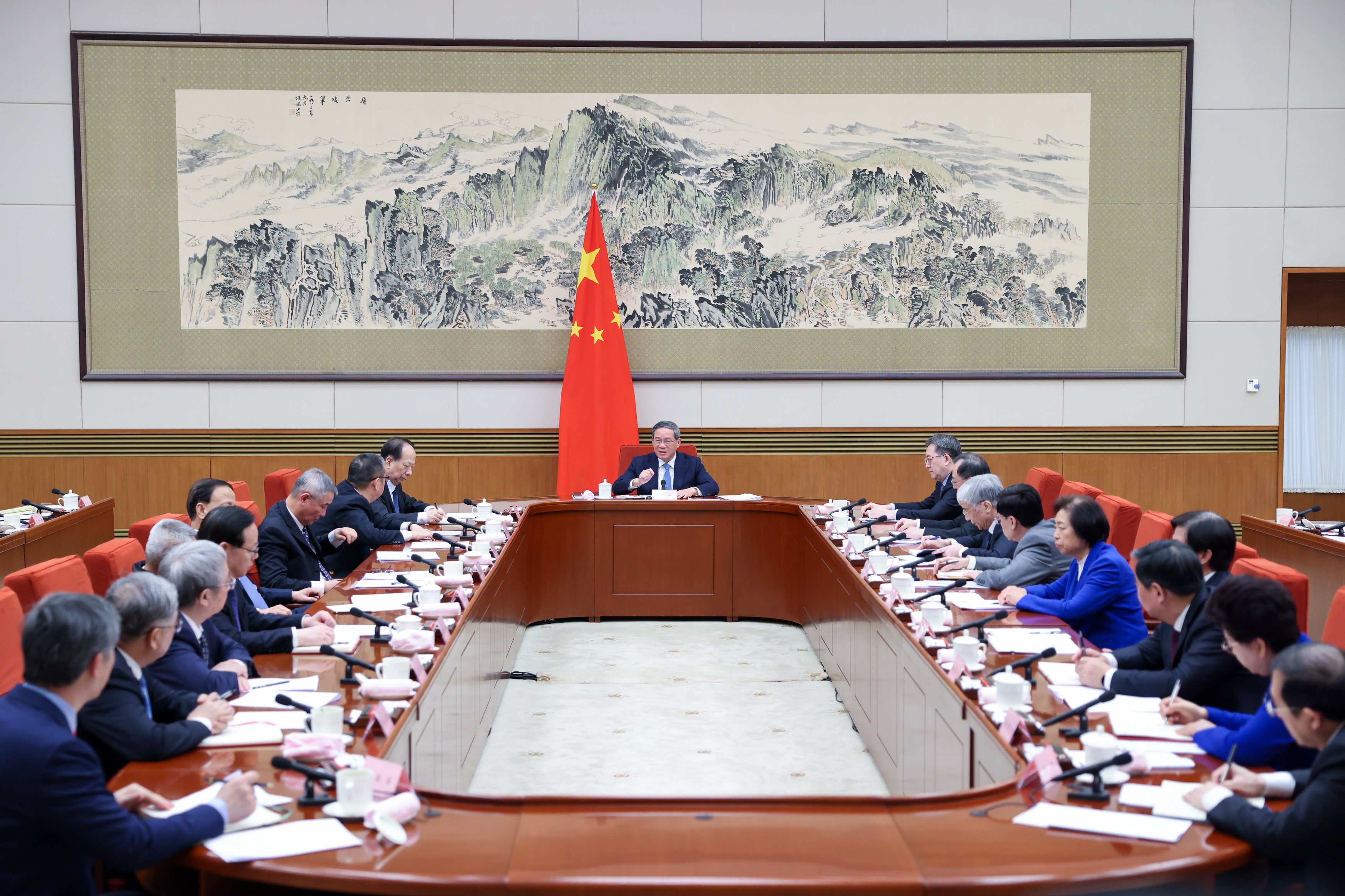 Premier Li Qiang solicited opinions on the drafting of the annual work report from minor political parties and the semi-official All-China Federation of Industry and Commerce on Wednesday. Photo: Xinhua