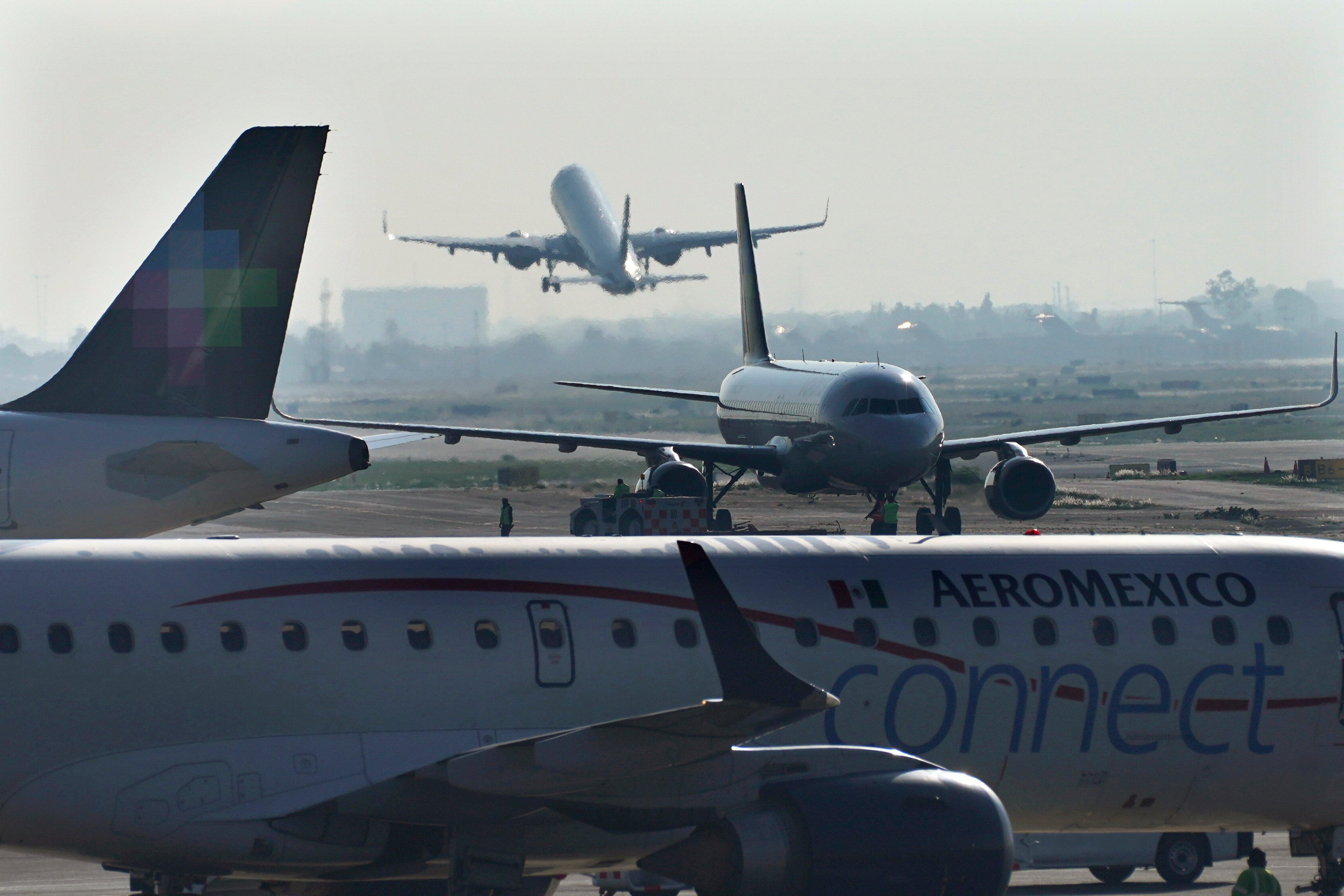 An Aeromexico plane taxis on the tarmac at Mexico City airport. File photo: AP