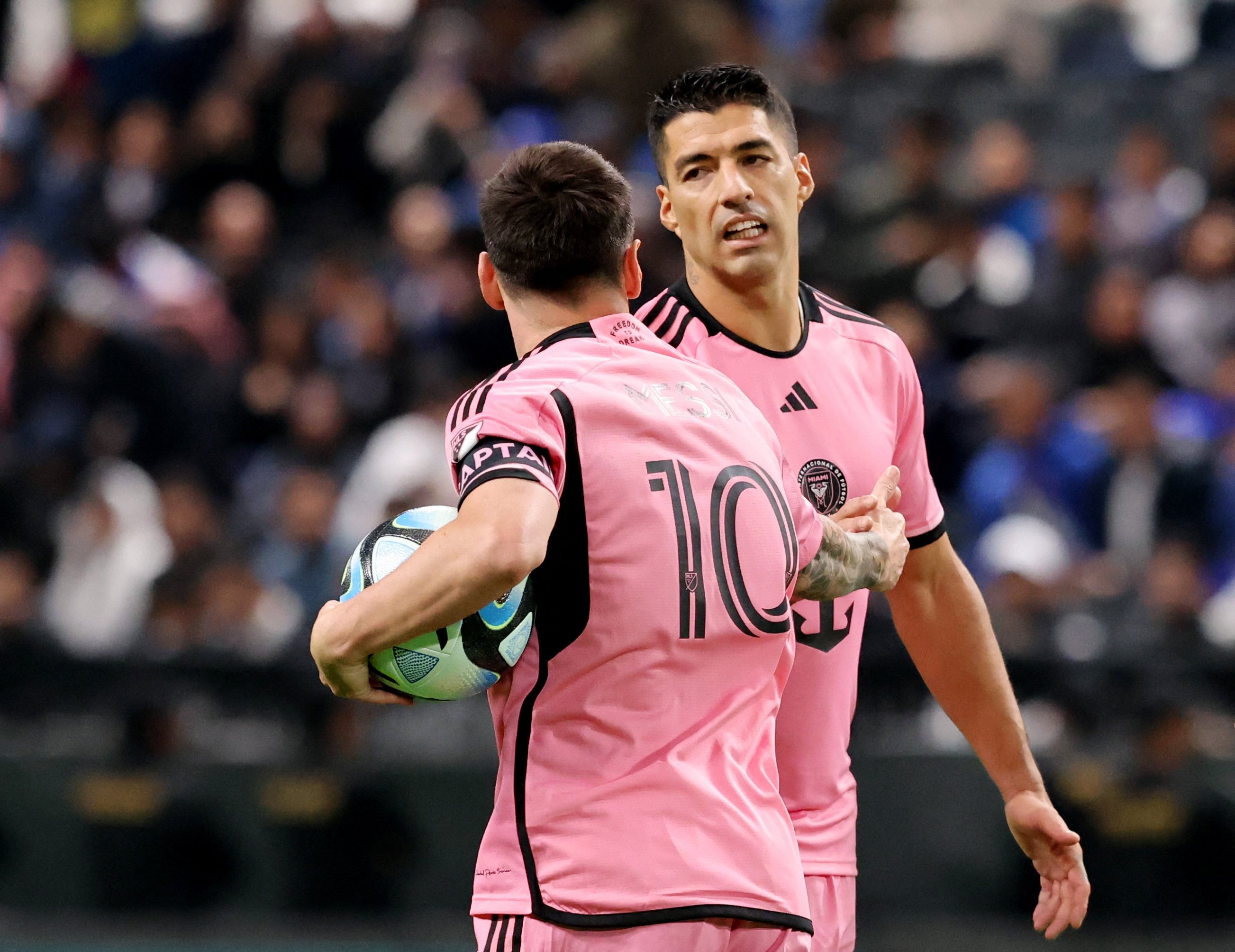 Inter Miami’s Lionel Messi (left) and Luis Suarez both got on the score sheet in their side’s game against Al Hilal. Photo: Reuters