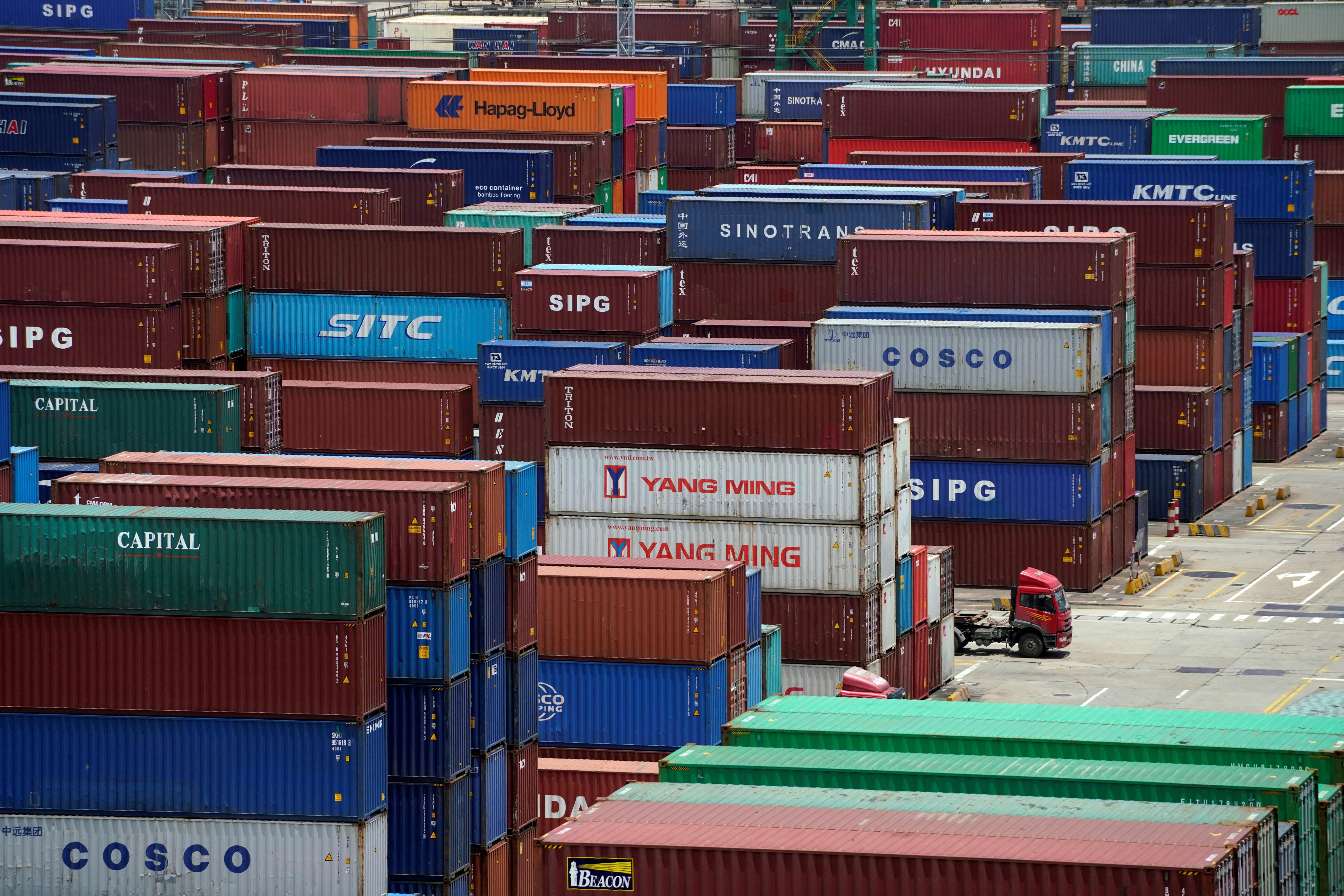 Shipping containers at a port in Shanghai. Photo: Reuters