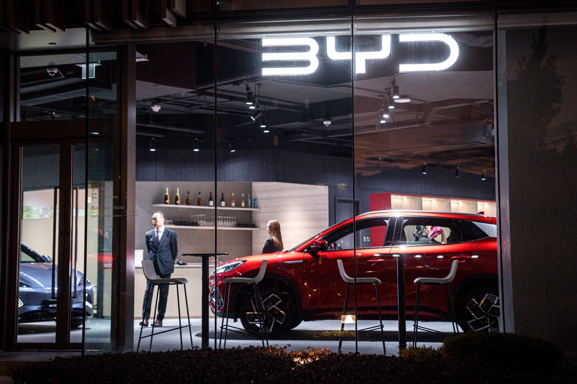 BYD cars sit in a showroom in Hong Kong on January 13, 2024. Photo: Bloomberg