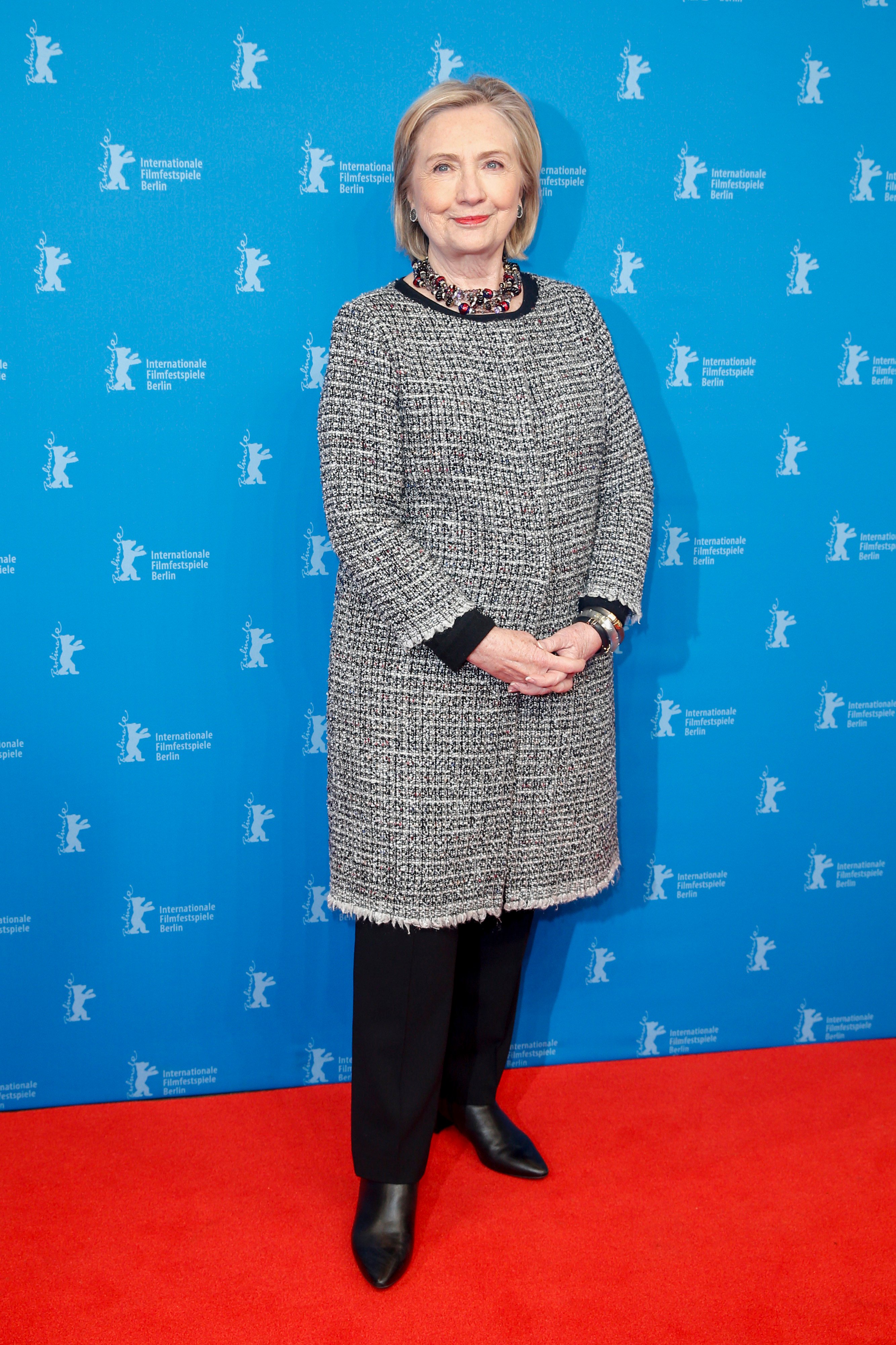 How to recreate the look of former US first lady Hillary Clinton, seen here at the premiere of the documentary film Hillary at the Berlin International Film Festival in 2020. Photo: WireImage