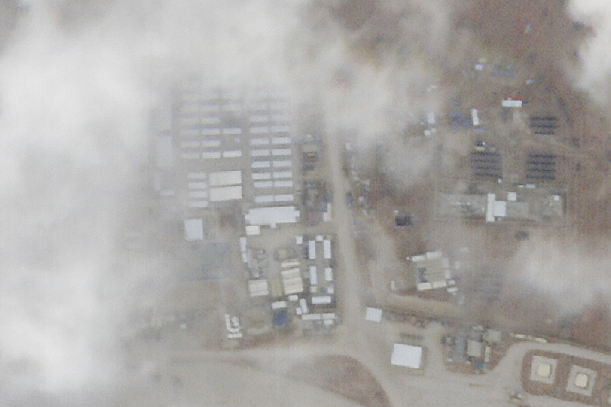 A satellite photo shows a military base in northeastern Jordan on Monday, after it was targeted by a bomb-carrying drone. Image: Planet Labs PBC via AP