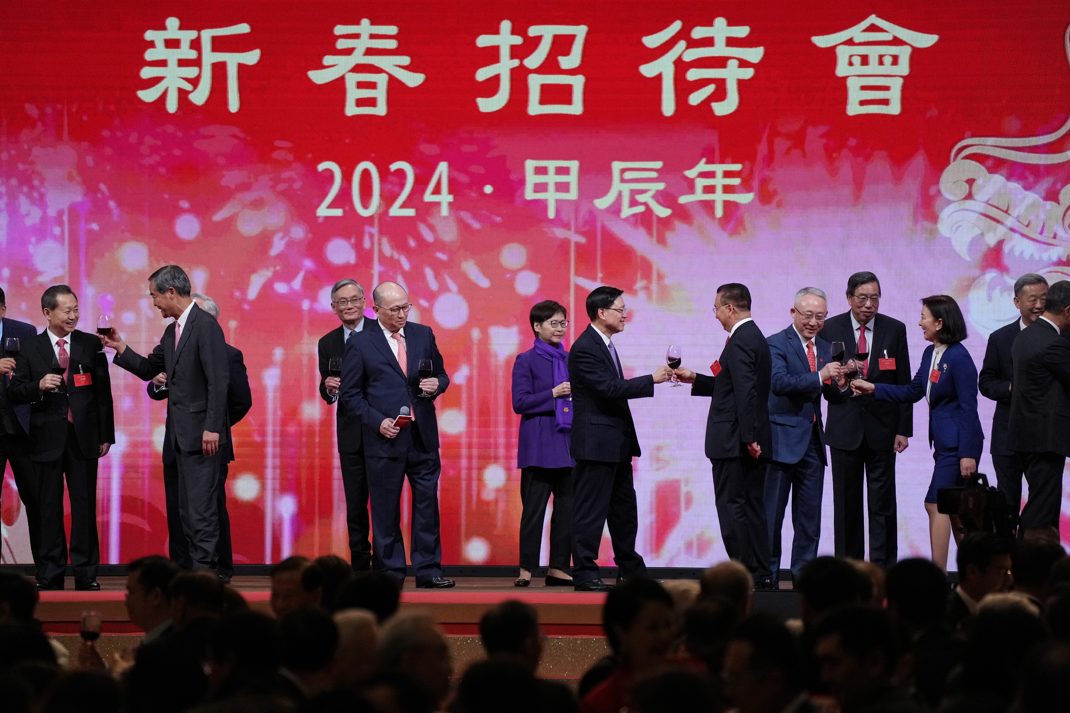 The central government’s liaison office held its Lunar New Year reception on Tuesday evening. Photo: Elson Li