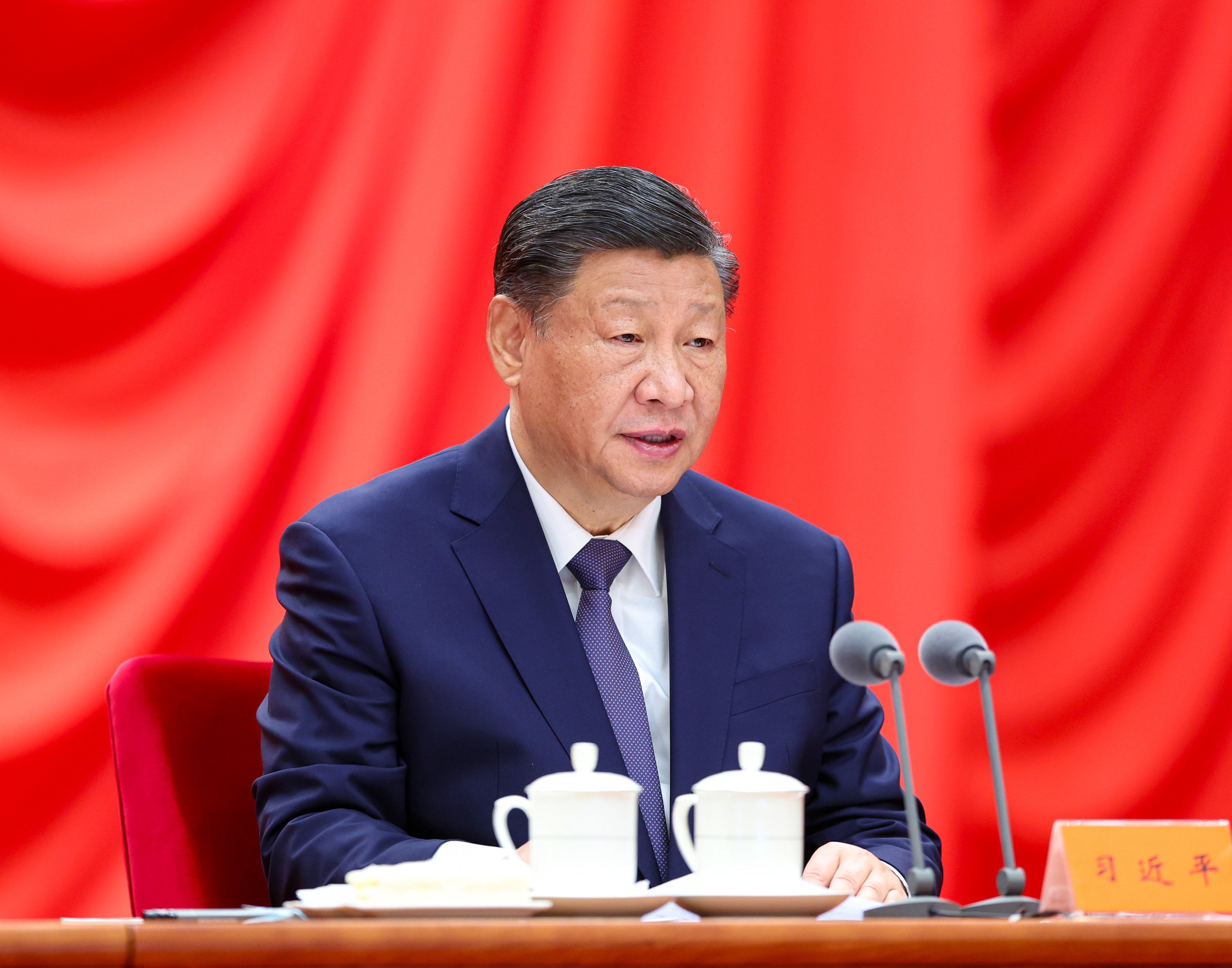 The Politburo meeting included discussions on the study of Xi Jinping’s political philosophy. Photo: Xinhua